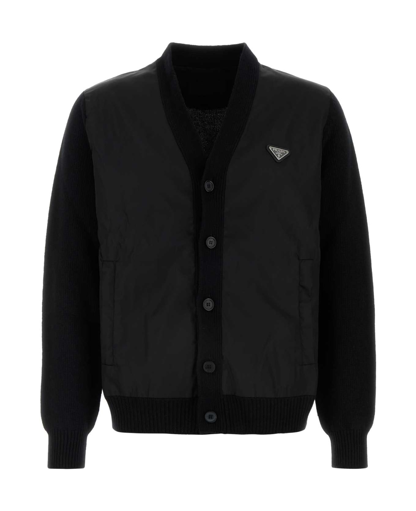 Prada Black Wool Blend Cardigan - NERO