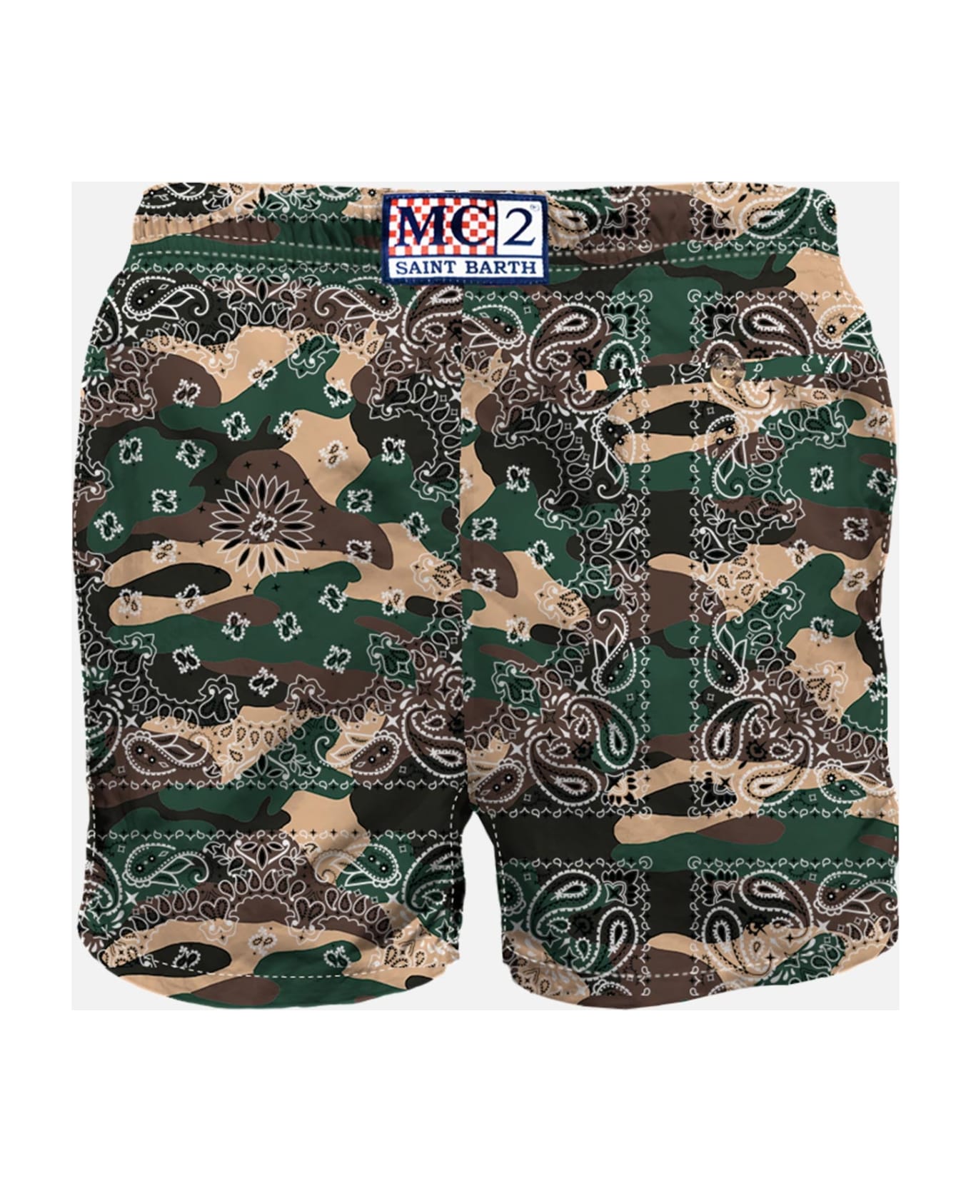MC2 Saint Barth Man Swim Shorts With Camouflage Bandanna Print - GREY