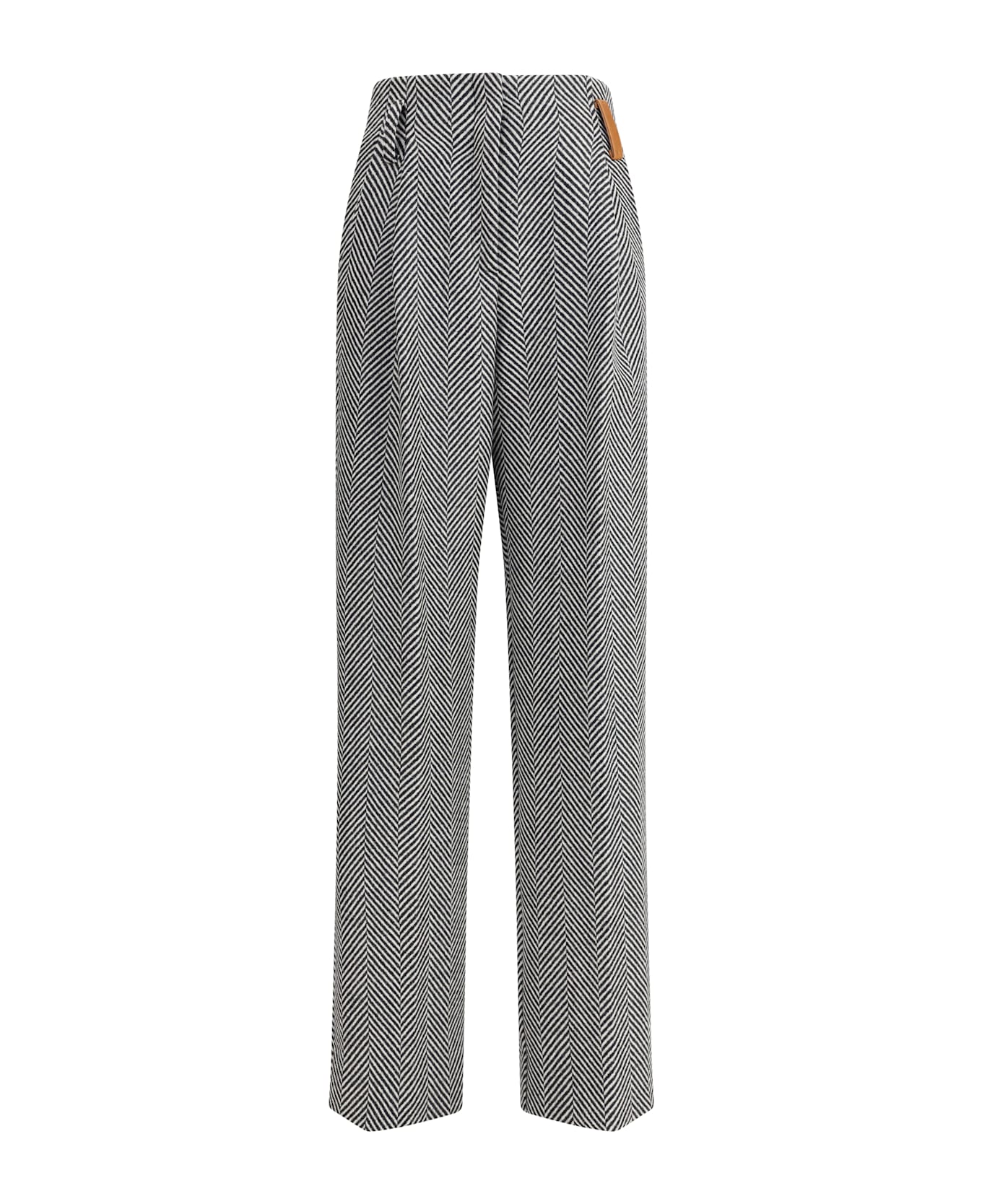 Forte_Forte High-waisted Wool Trousers With Chevron Pattern