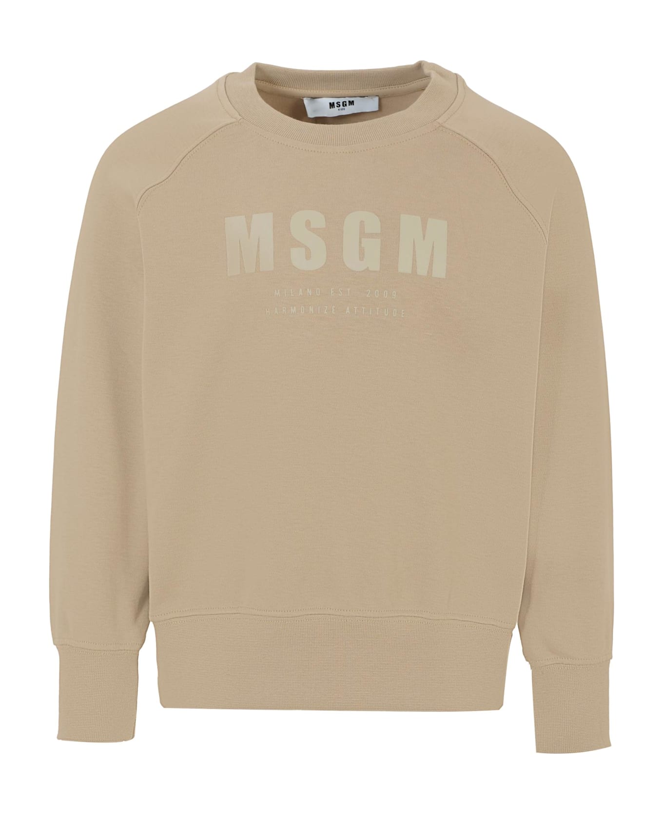 MSGM Beige Sweatshirt For Kids With Logo - Beige