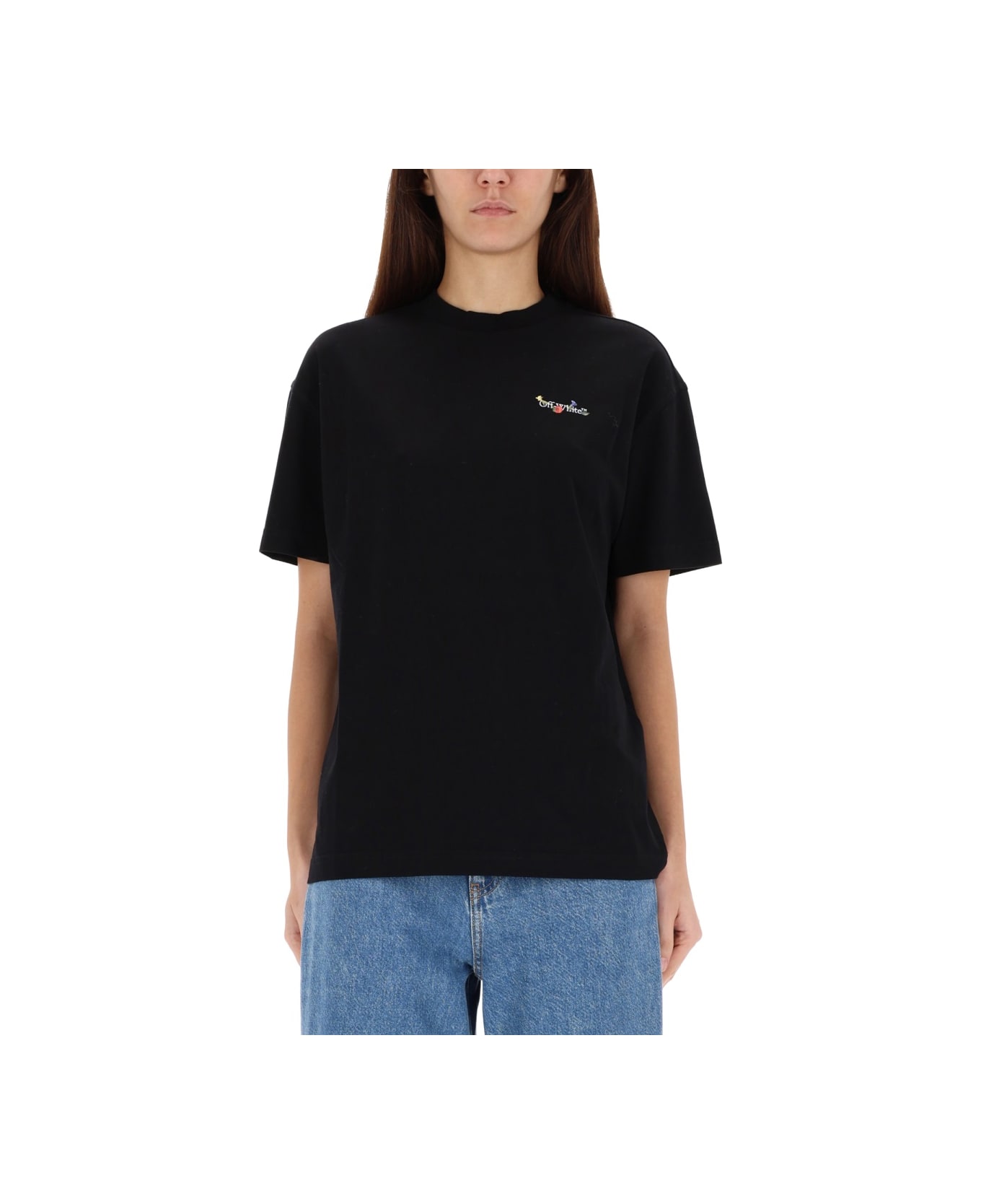 Off-White T-shirt With Logo - BLACK