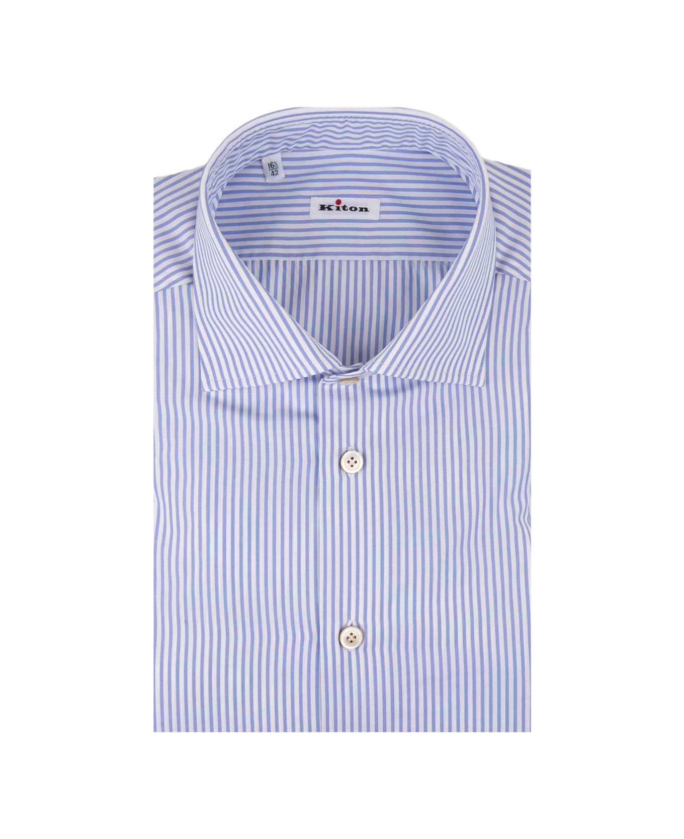 Kiton Light Blue And White Striped Classic Shirt - Blue