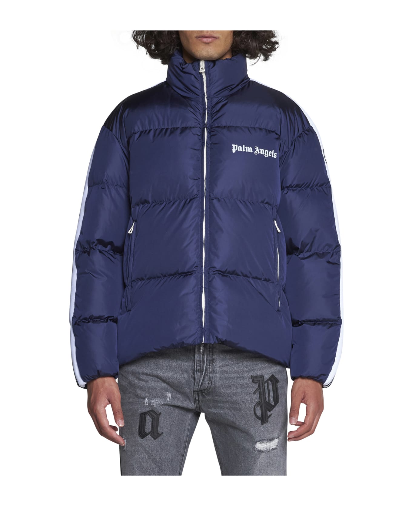 Palm Angels Down Jacket - Navy blue white
