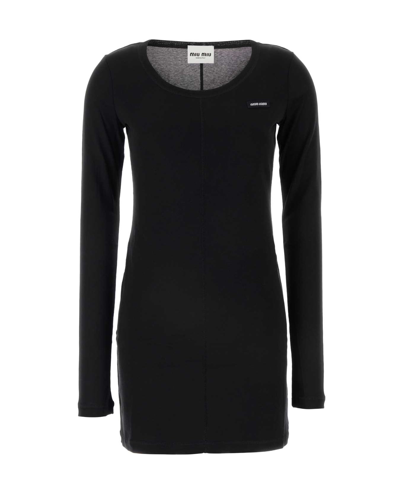 Miu Miu Black Jersey Mini Dress - NERO