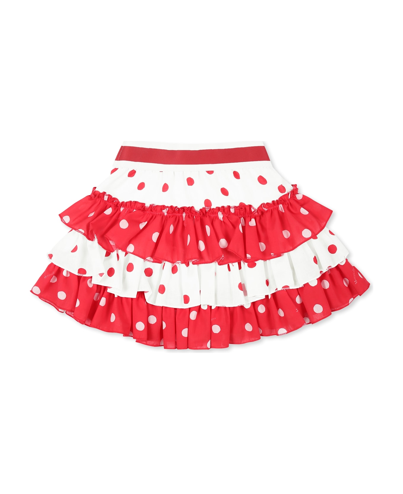 Monnalisa Red Skirt For Baby Girl With Polka Dots - Red ボトムス
