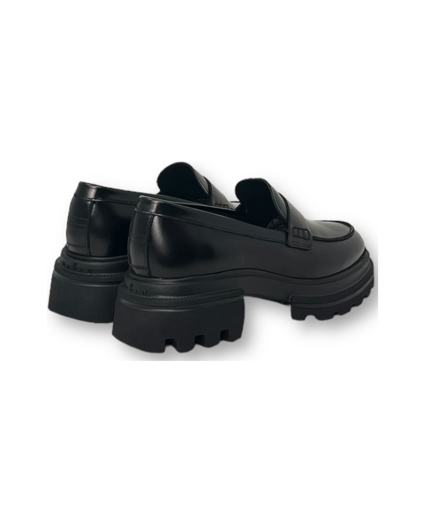 Hogan Round Toe Loafers - Black