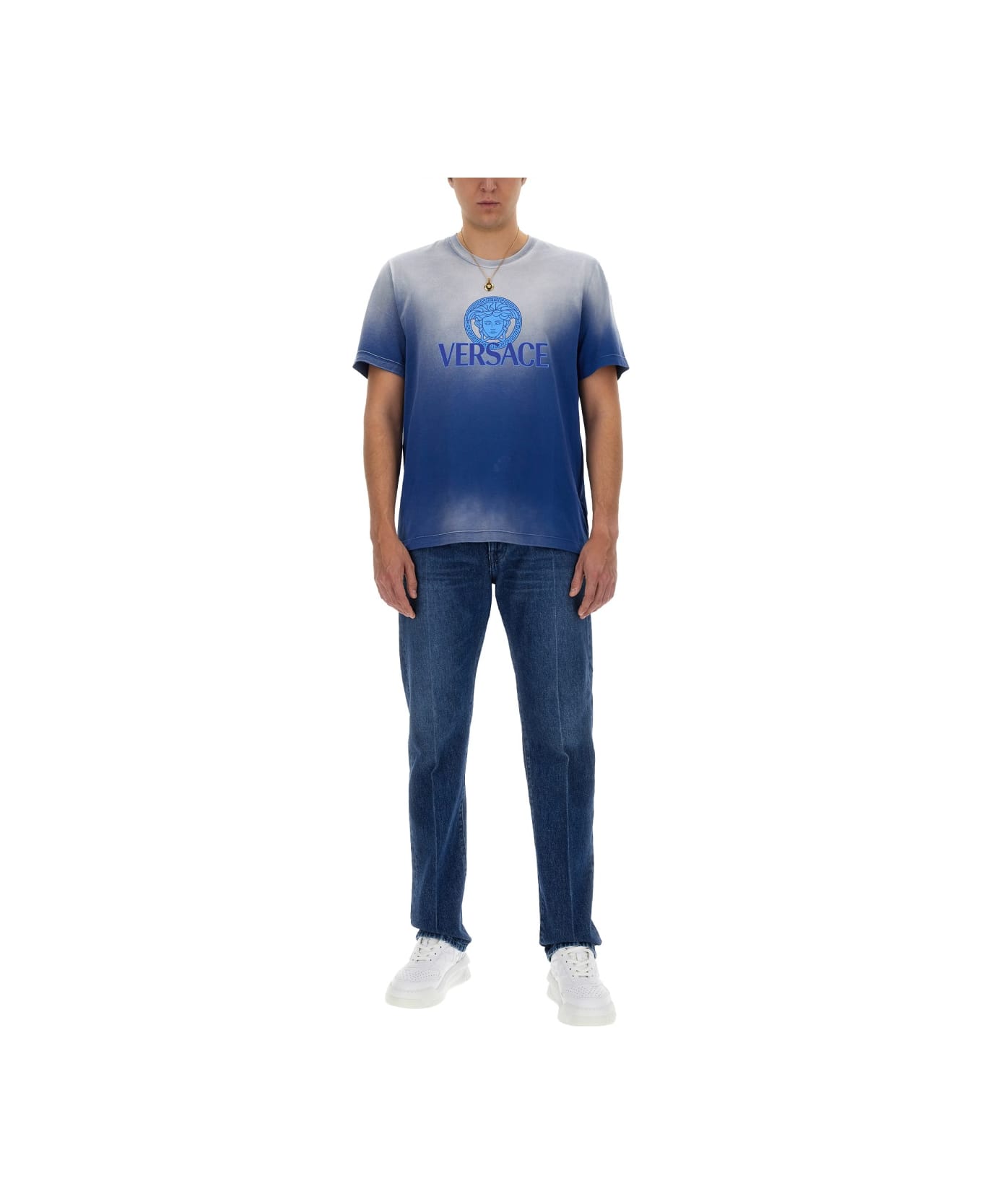 Versace T-shirt With Logo - BLUE