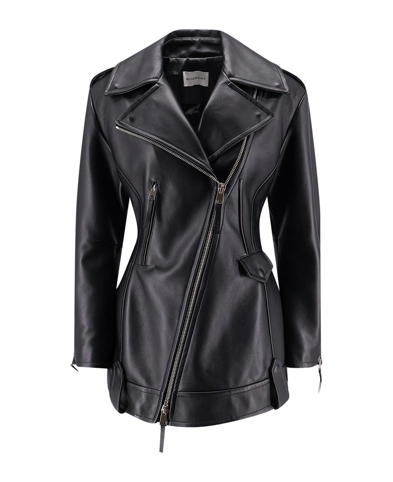 Givenchy Waisted Leather Jacket - Black