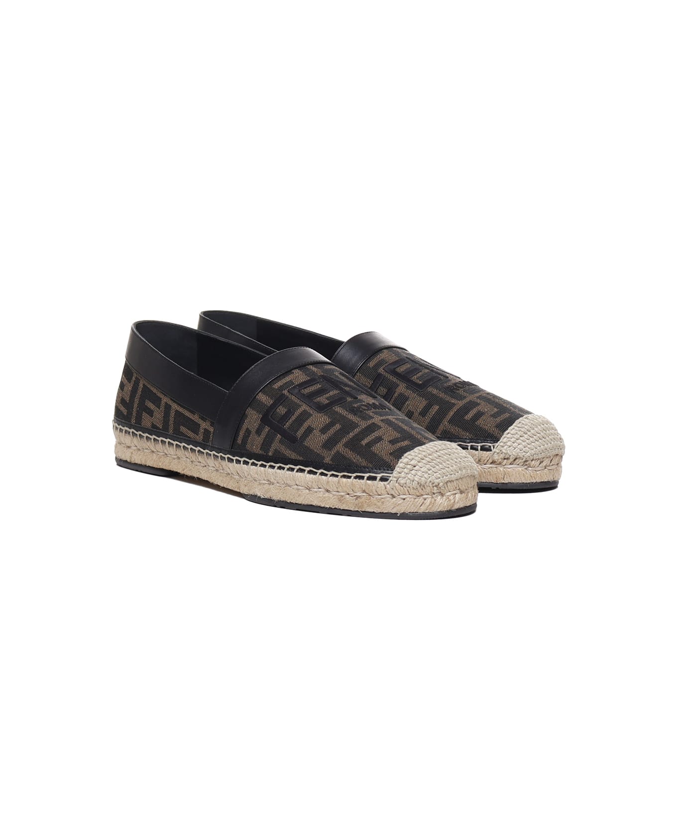 Fendi Jacquard Espadrilles With All-over Ff Logo - Brown tobacco