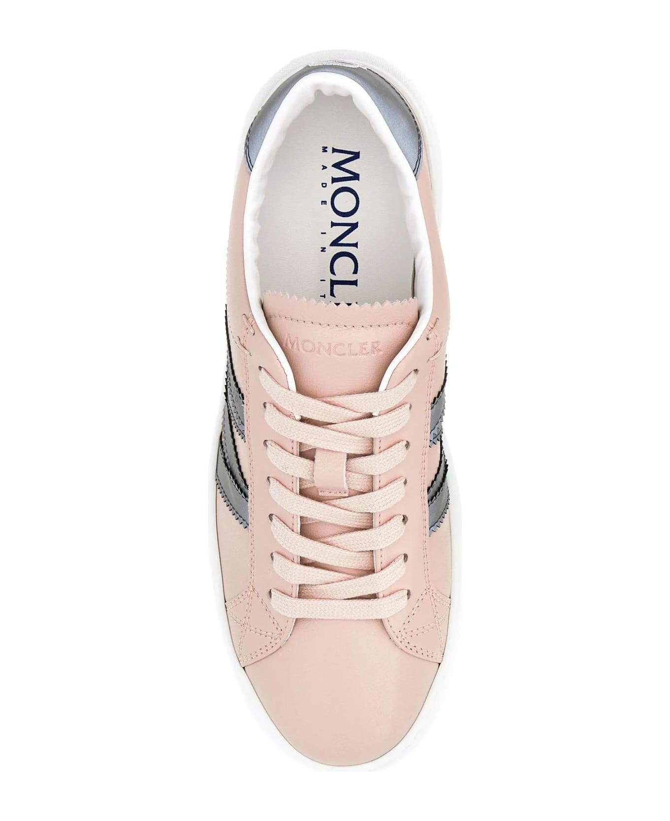 Moncler Pastel Pink Leather Monaco M Sneakers - Pink