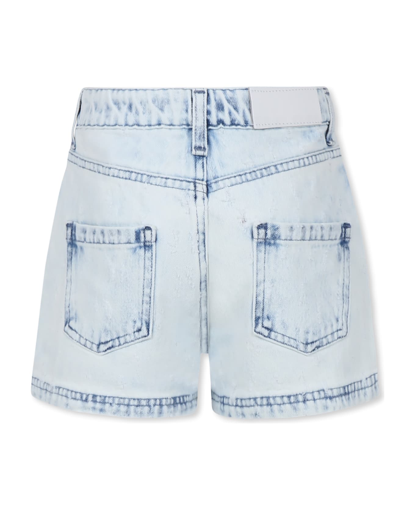 MSGM Denim Shorts For Girl With Logo - Denim
