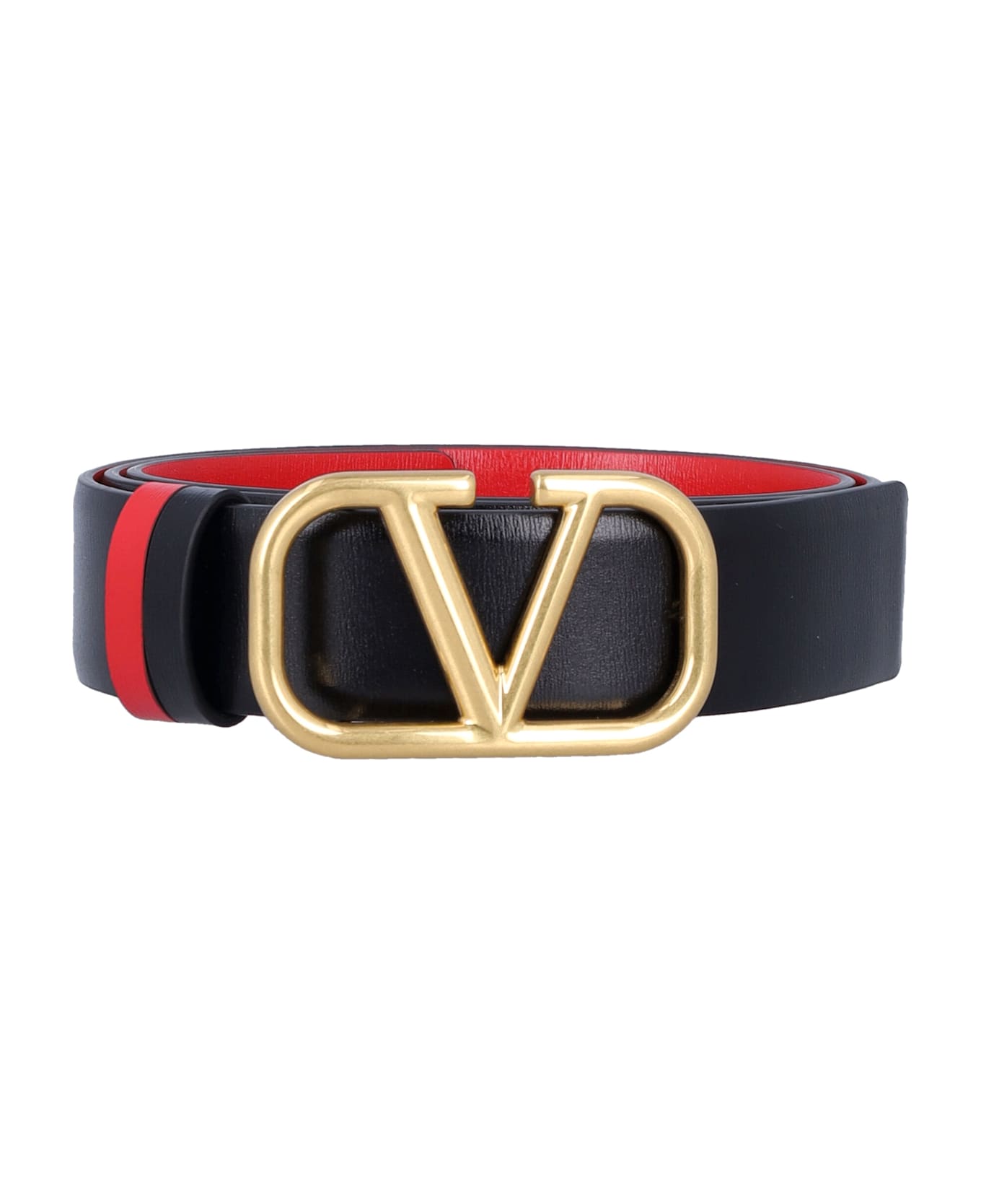 Valentino Garavani Reversible Vlogo Signature Belt - BLACK-RED