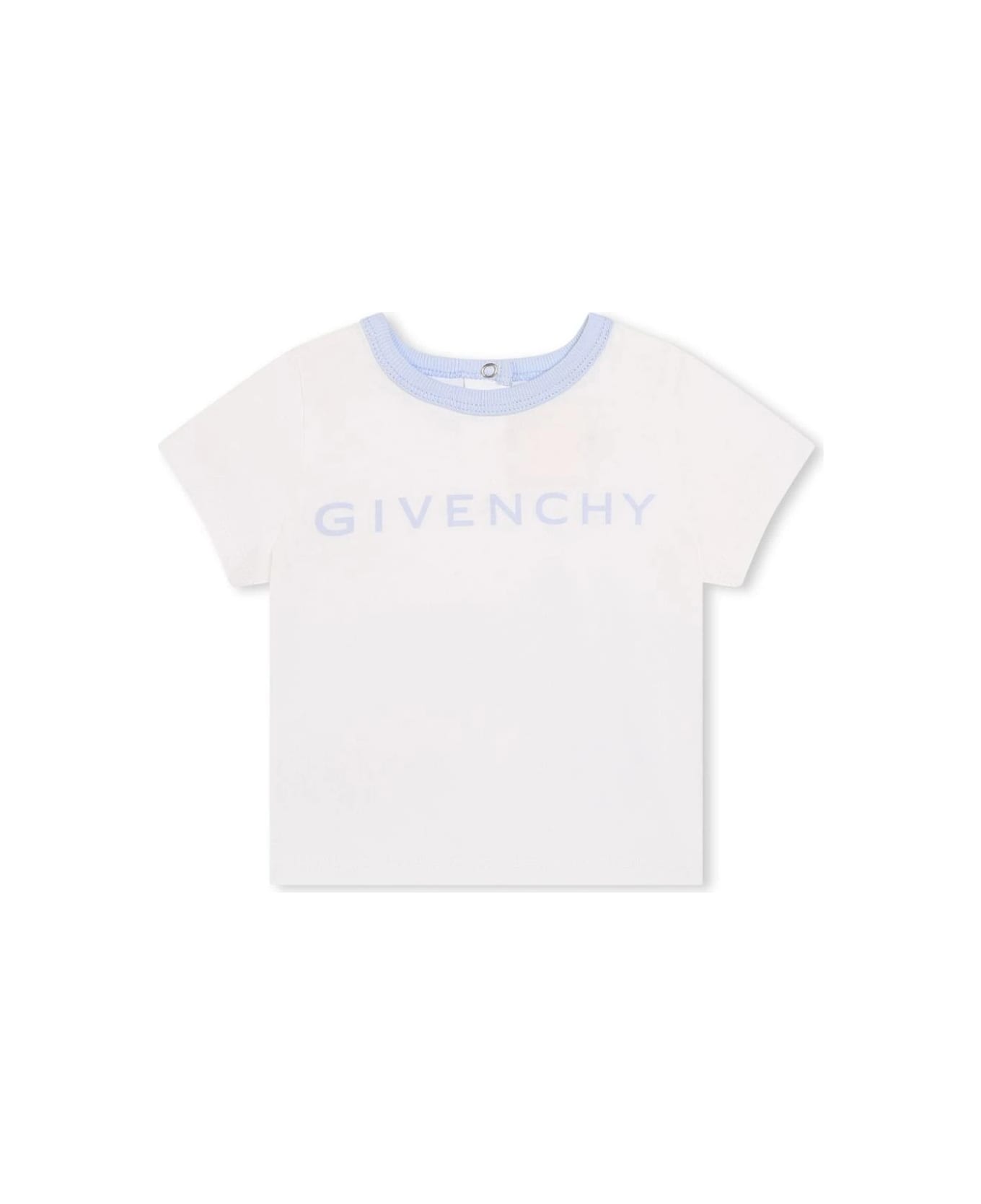 Givenchy 4g T-shirt And Dungaree Set In White And Light Blue - Blue