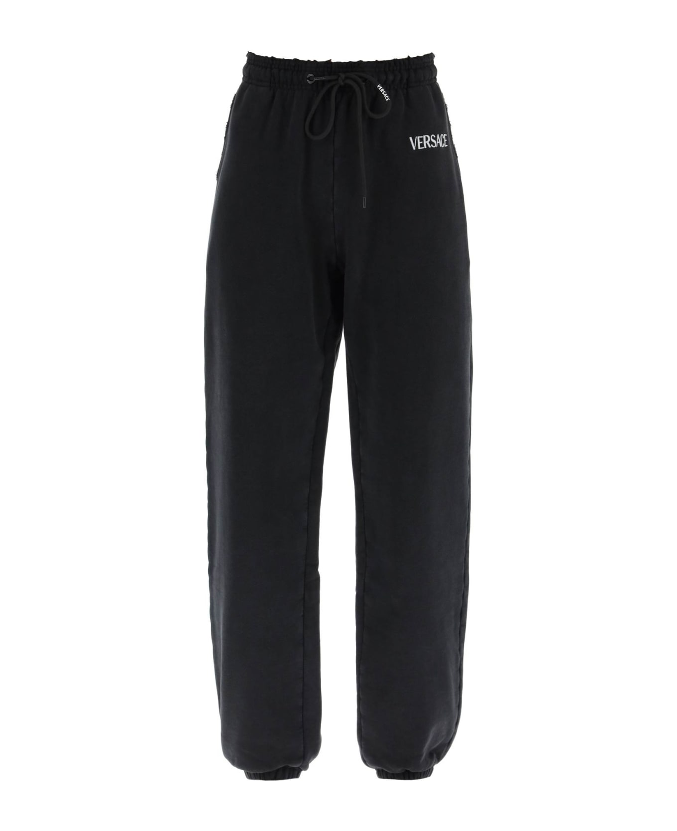 Versace Jogging Pants With Logo - BLACK WHITE (Black) スウェットパンツ