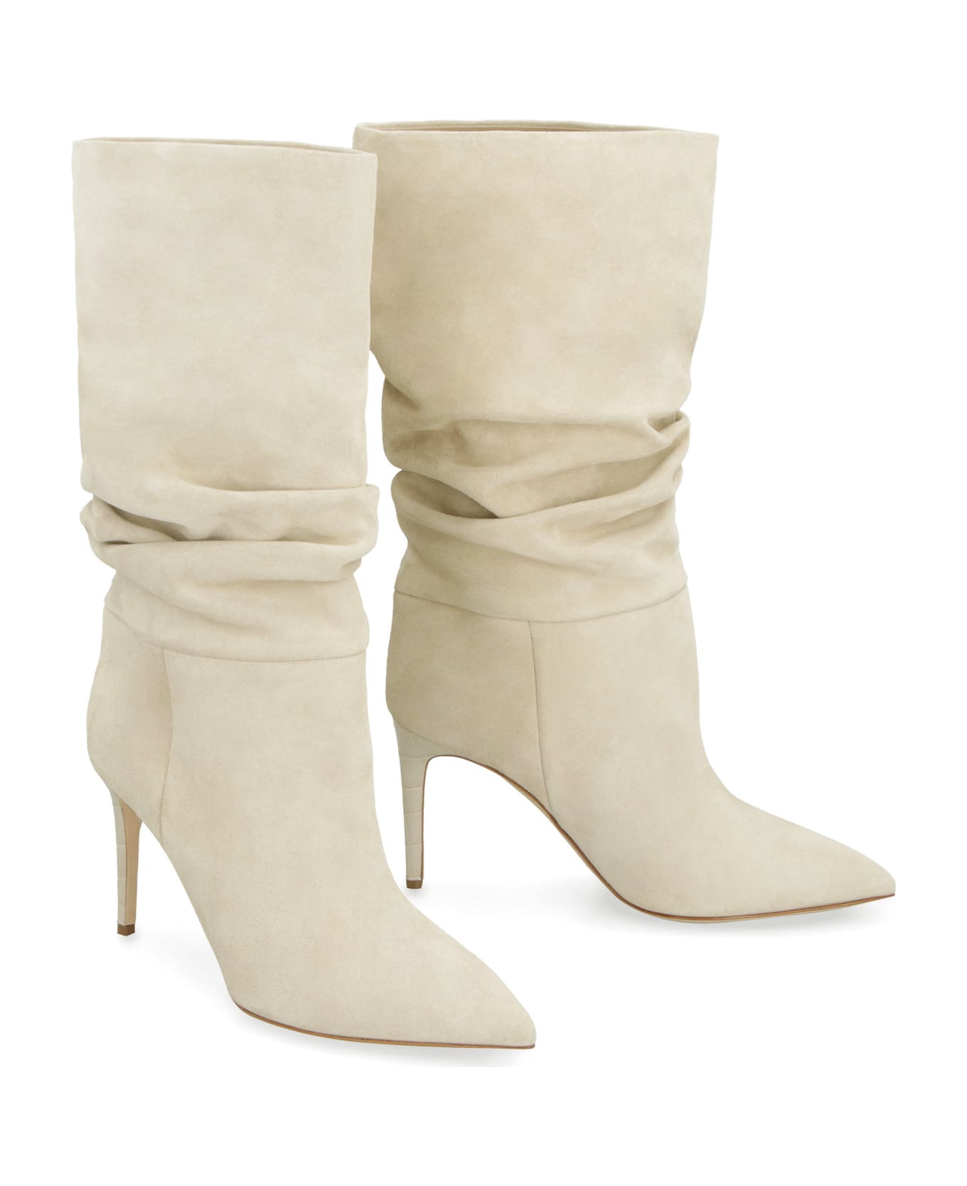 Paris Texas Slouchy Suede Knee High Boots - Ivory