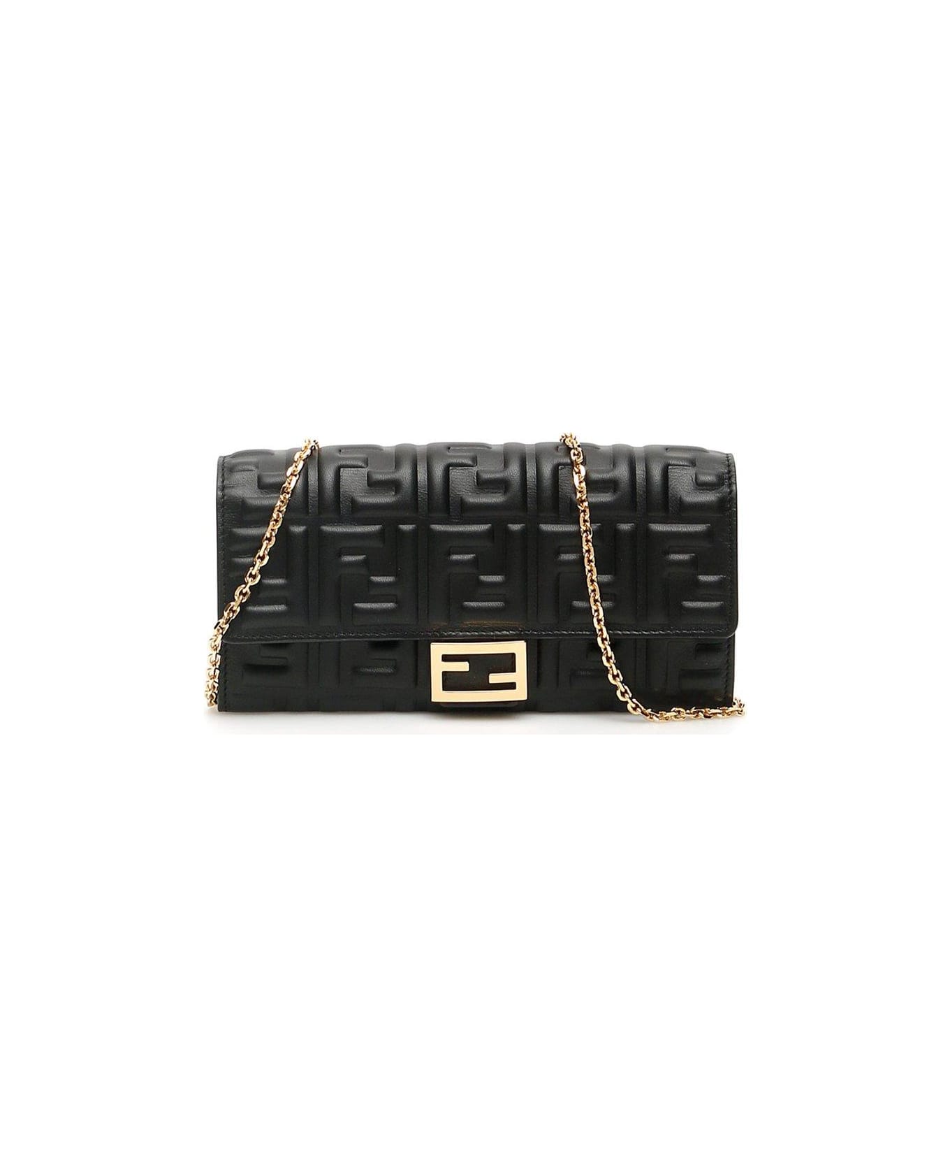 Fendi Ff Motif Baguette Continental Chain-linked Wallet - Nero