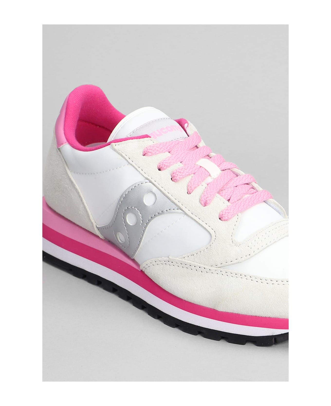 Saucony Jazz Triple Sneakers In White Suede And Fabric - White/gray/pink