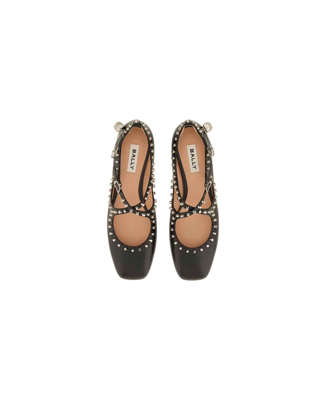 Bally 
ballyrina
 Black Leather Ballet Flats With Studs - BLACK
