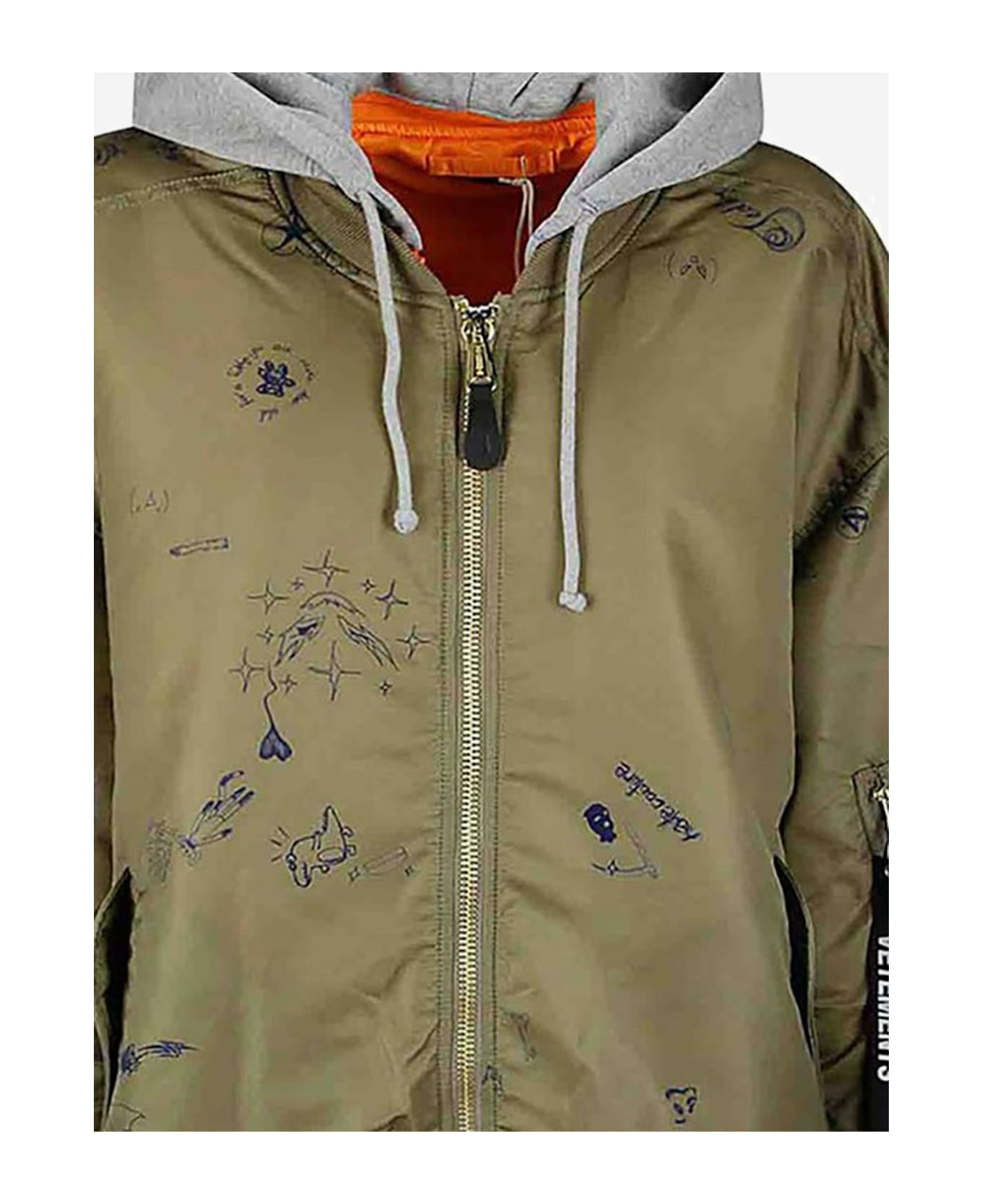 VETEMENTS Bomber Jacket With Graphic Prints - Green
