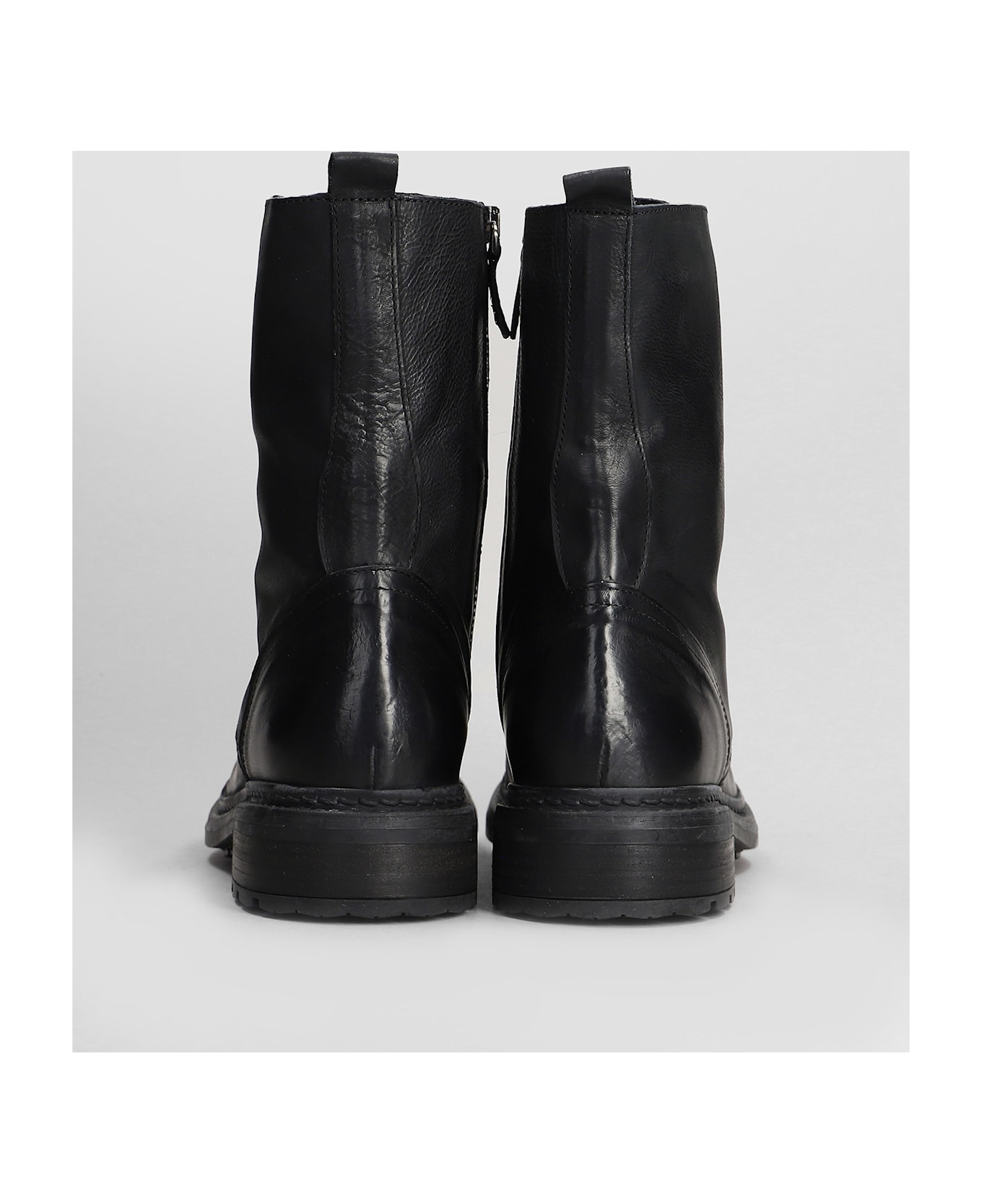 Julie Dee Combat Boots In Black Leather - black