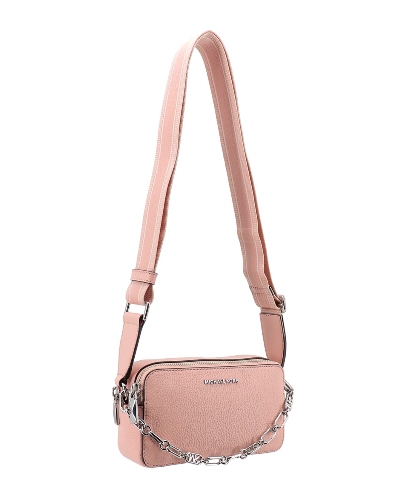 MICHAEL Michael Kors Pouch With Chain And Logo Detail In Hammered Leather - Pink