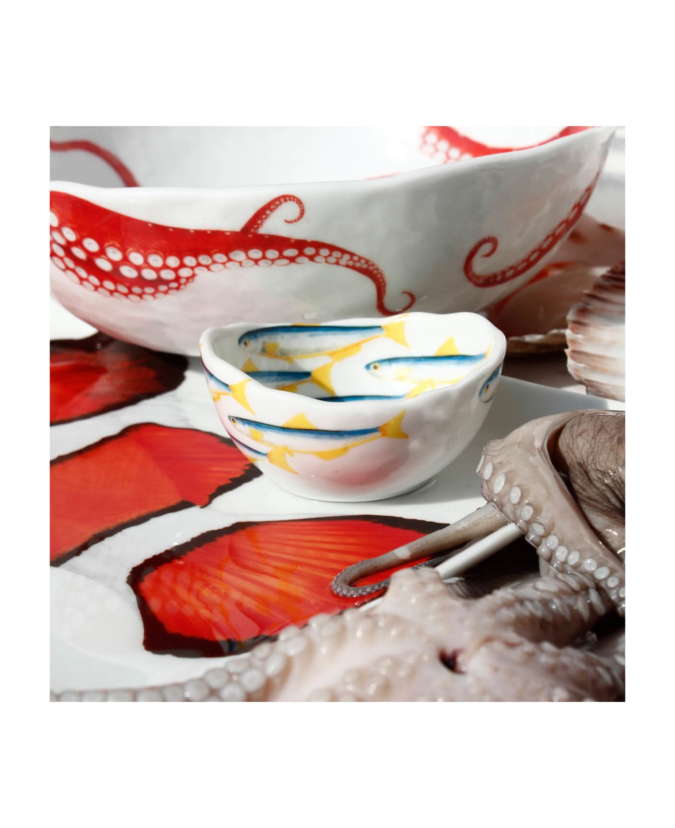 Taitù Medium Bowl POLPO - Dieta Mediterranea Fish Collection - Red