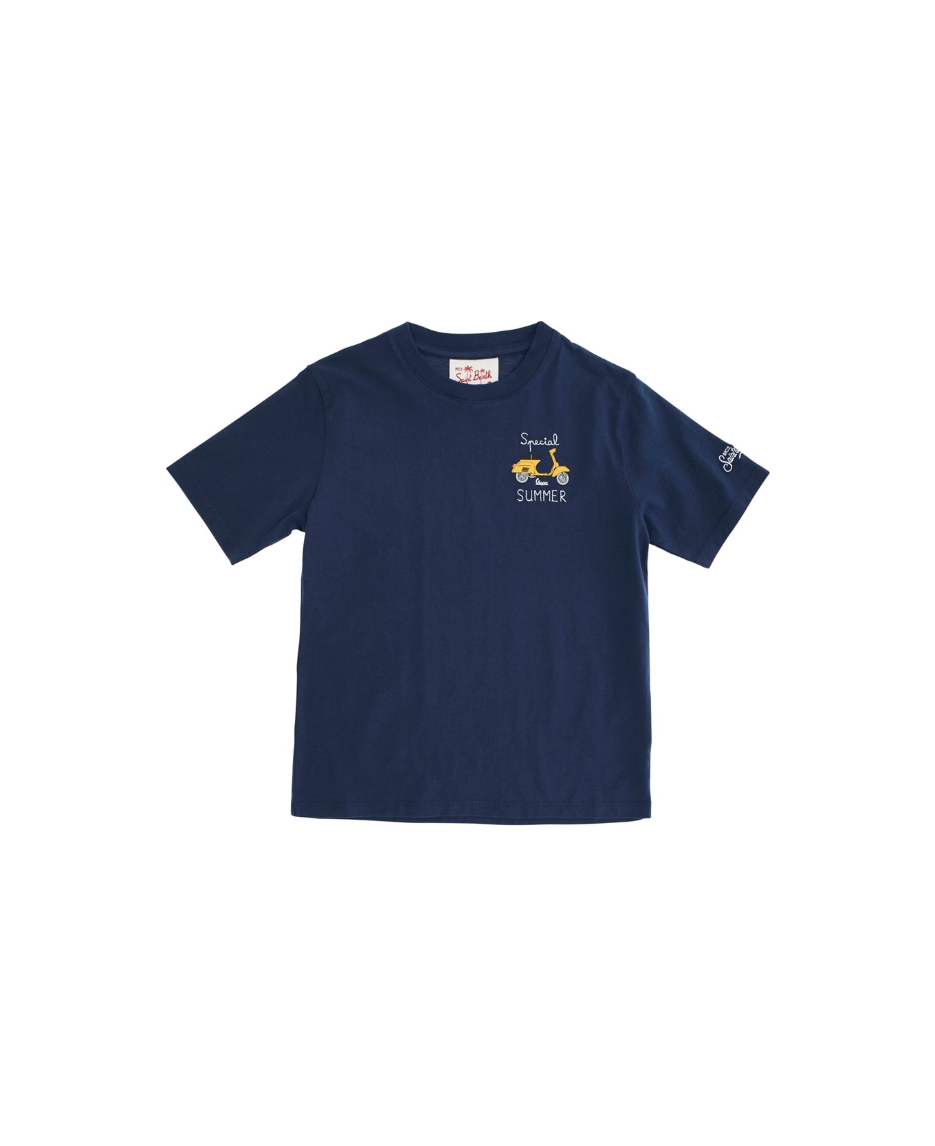 MC2 Saint Barth Blue T-shirt With Round Neck And Detail On The Front In Cotton Boy - Blu