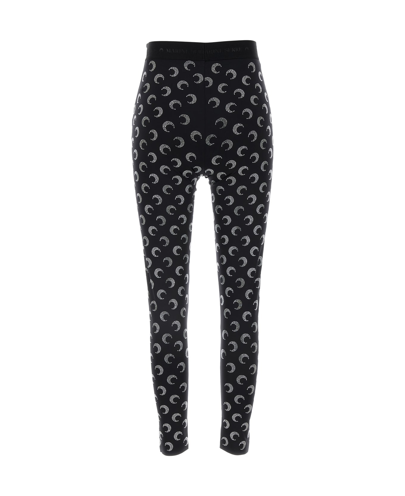 Marine Serre Moon Rhinestoned Jersey Stirrup Leggings - BLACKSTRASS