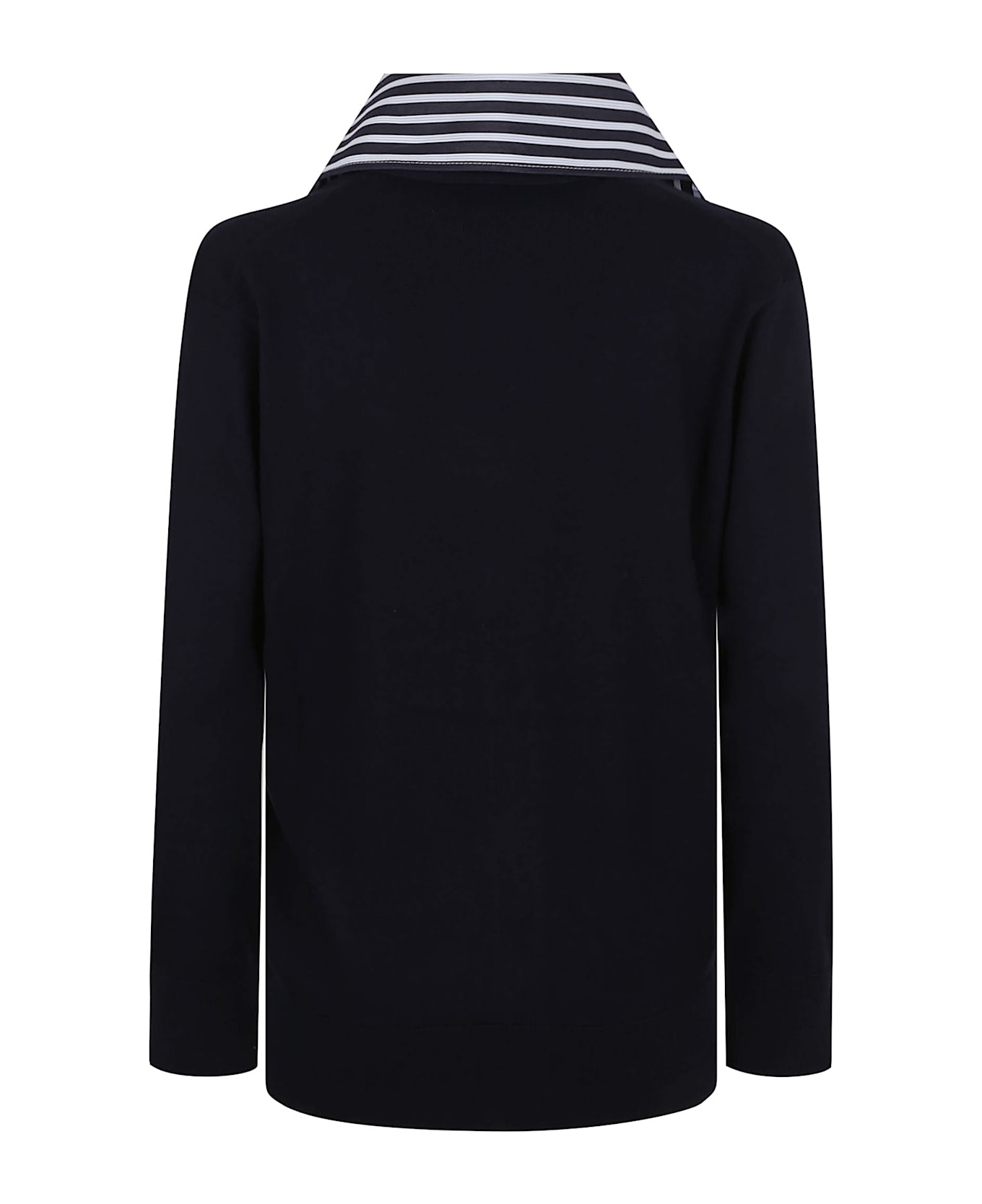 Patou Poplin Collar Cardigan - N Navy Black
