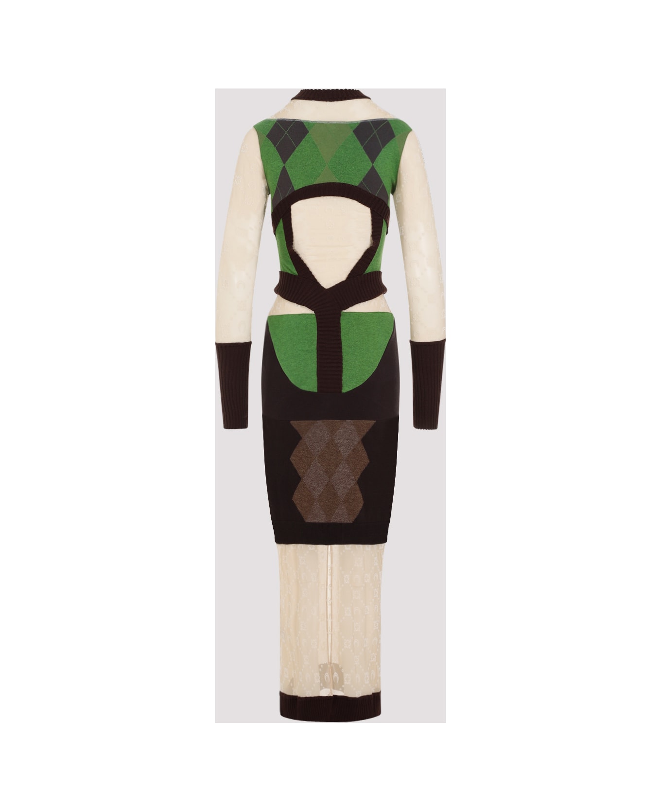 Marine Serre Regenerated Lozenge Knit Fitted Dress - Multicolor