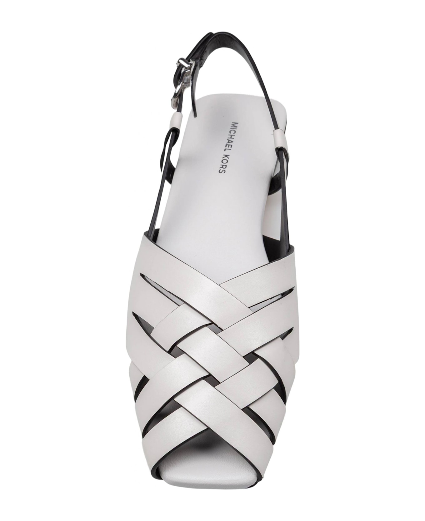Michael Kors Irene Flat Sandal In Woven Leather Color White - Optic White