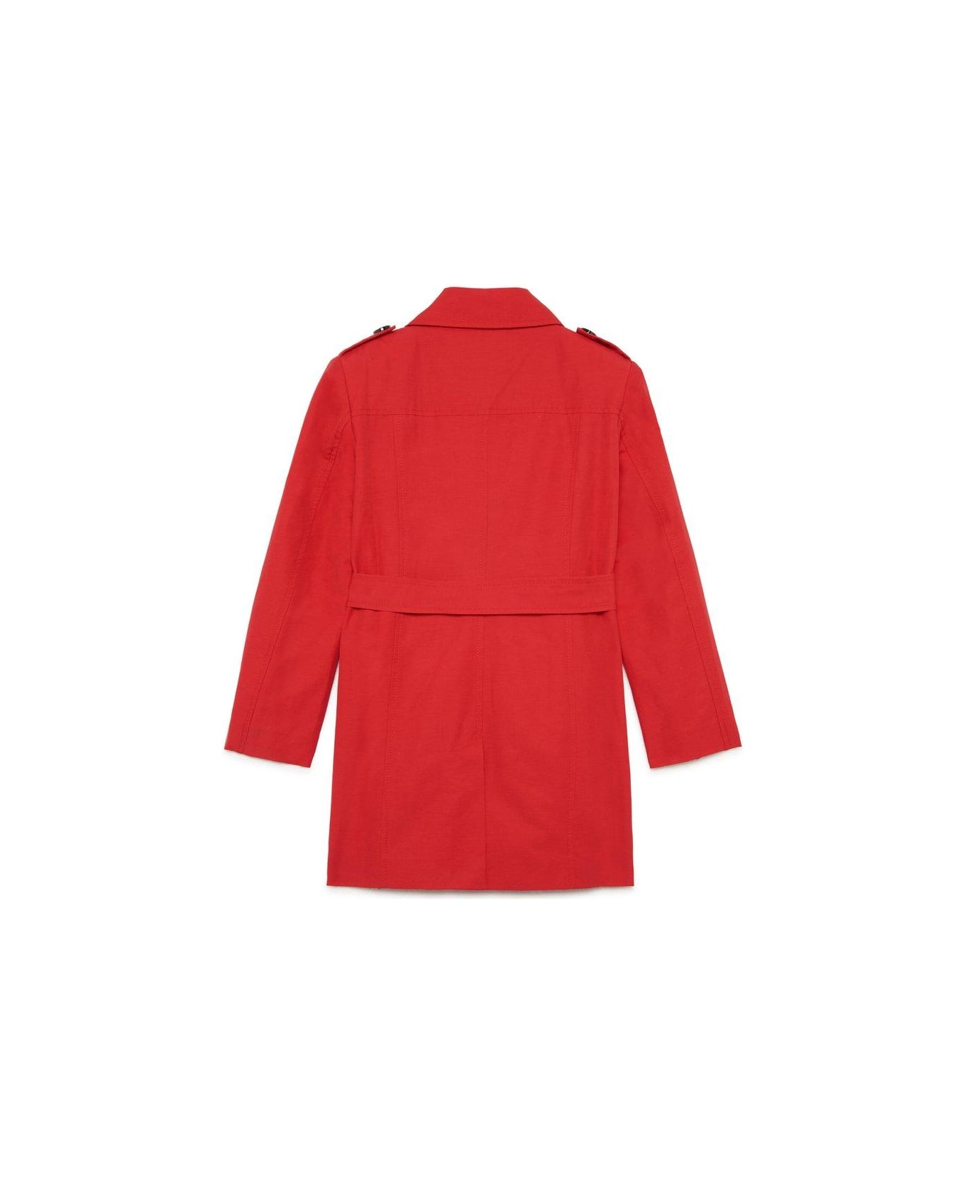 Max&Co. Belted Double-breasted Long Sleeved Coat - Rosso