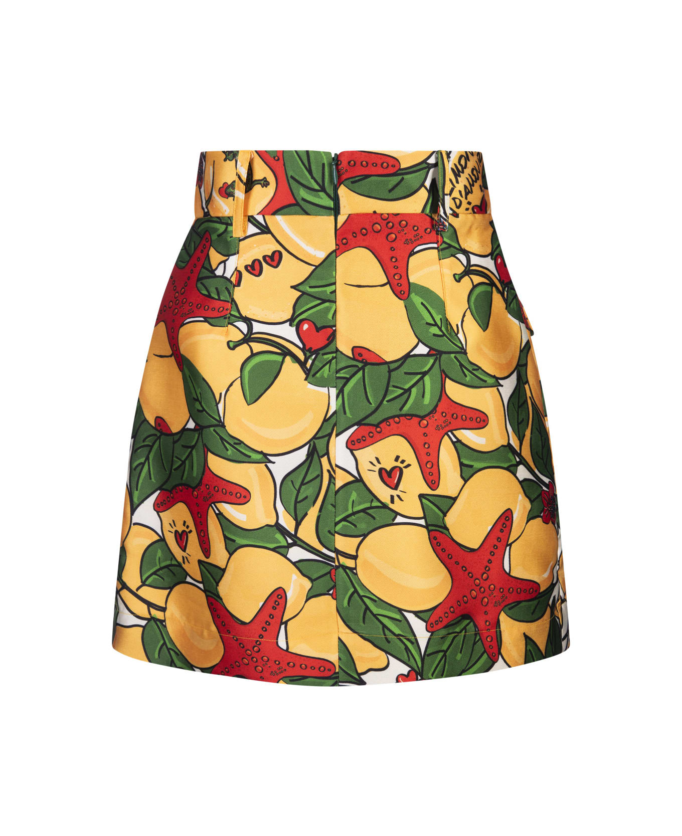 Alessandro Enriquez Short Skirt With Lemons Print - Green