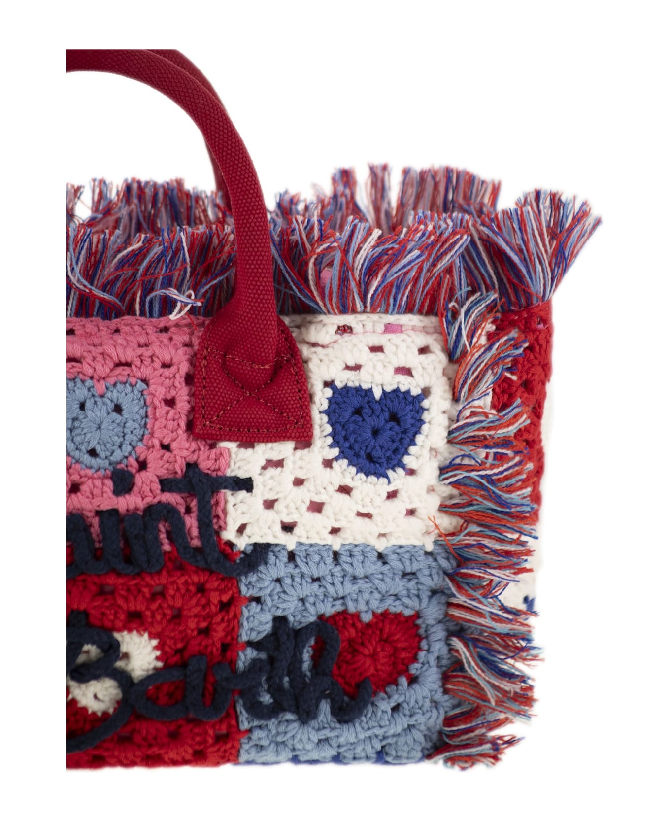 MC2 Saint Barth Colette Crochet - Handbag With Crochet Flower Patch - Red