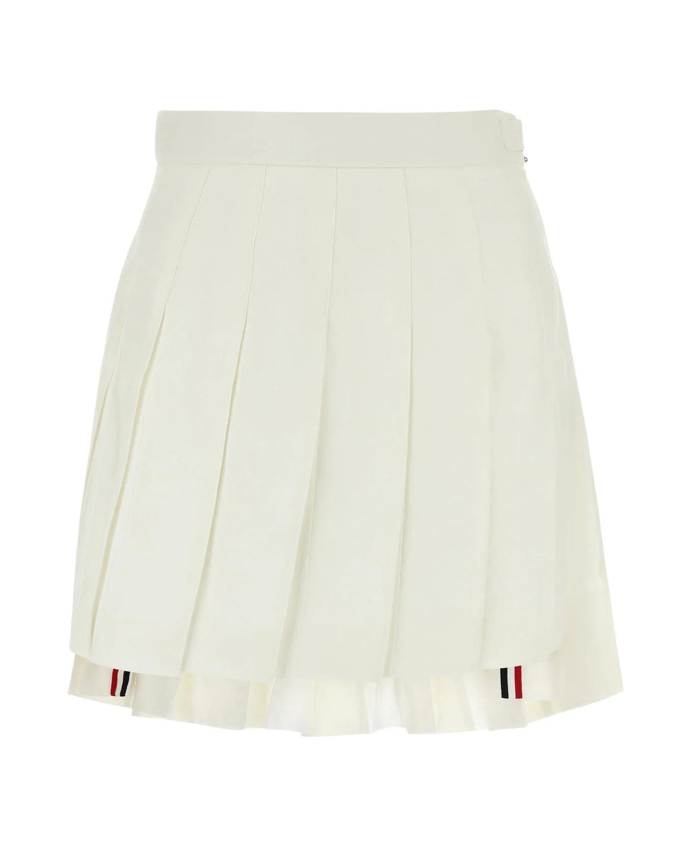 Thom Browne White Wool Skirt - WHITE