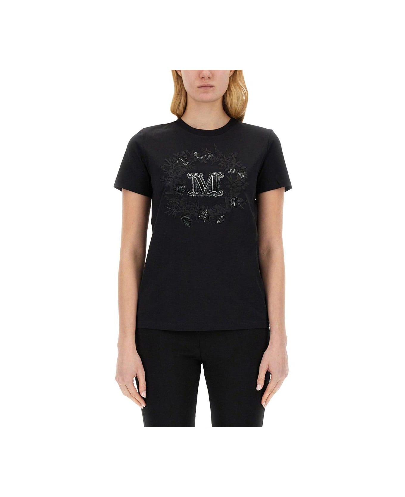 Max Mara Elmo Cotton Crew-neck T-shirt - Black