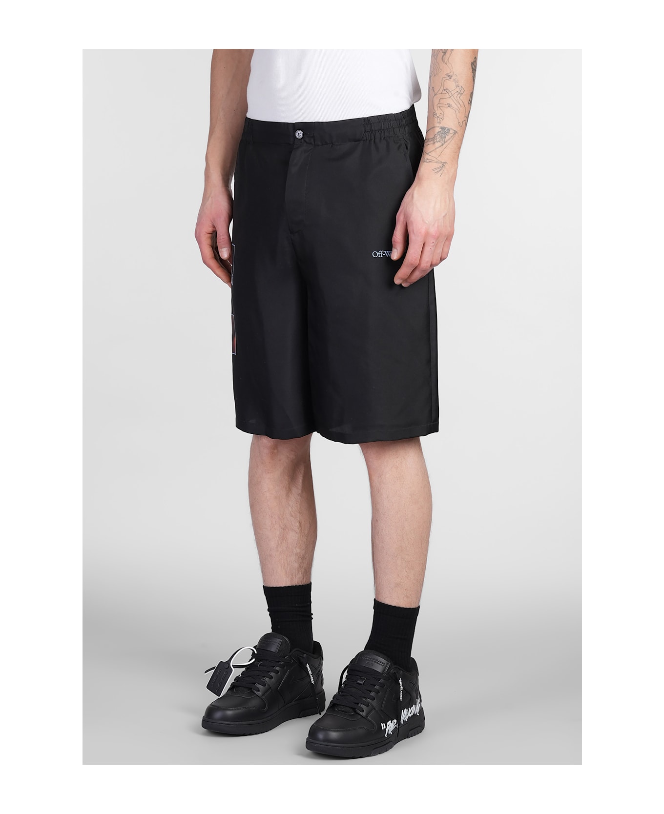 Off-White Shorts In Black Silk - black