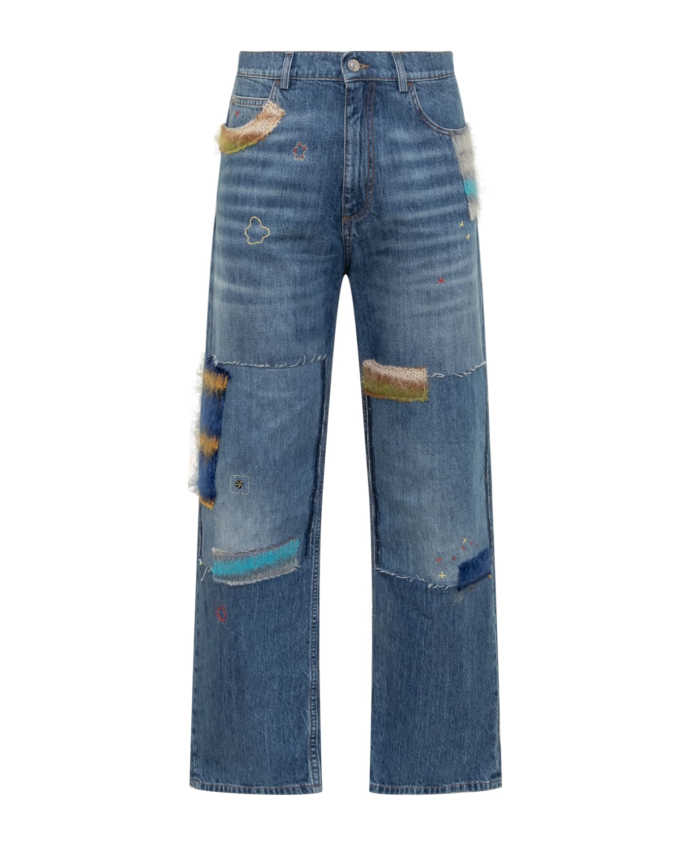 Marni Jeans With Patches - IRIS BLUE