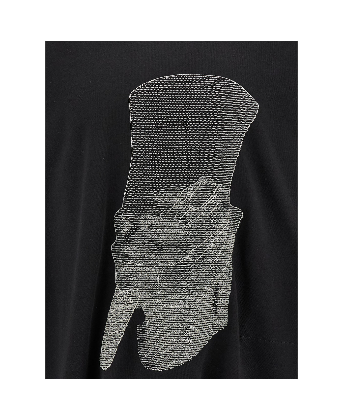 Rick Owens Black And Beige Cotton T-shirt - Black