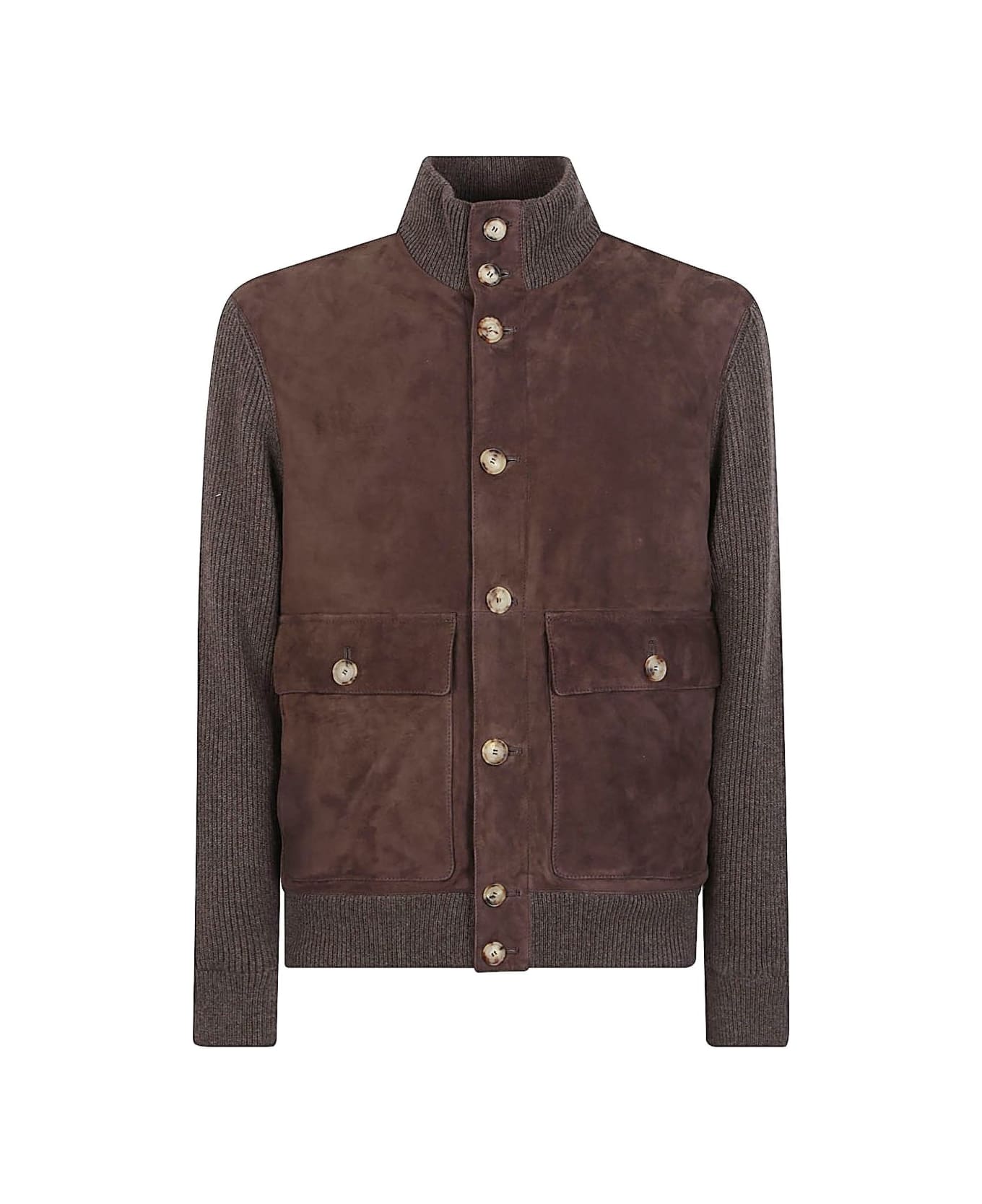 Brunello Cucinelli Leather Bomber Jacket - Brown