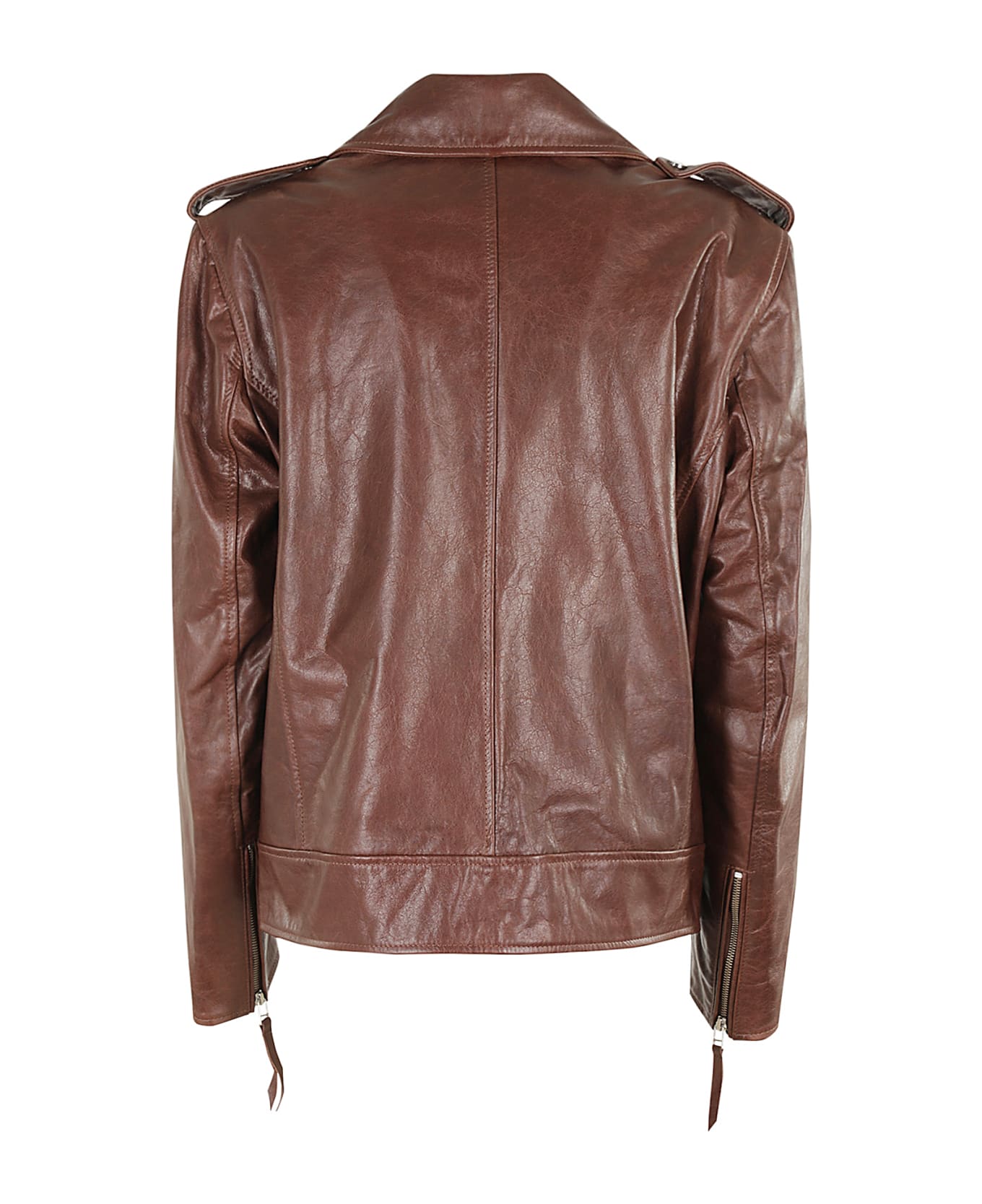 REMAIN Birger Christensen Biker Leather Jacket - Deep Mahogany