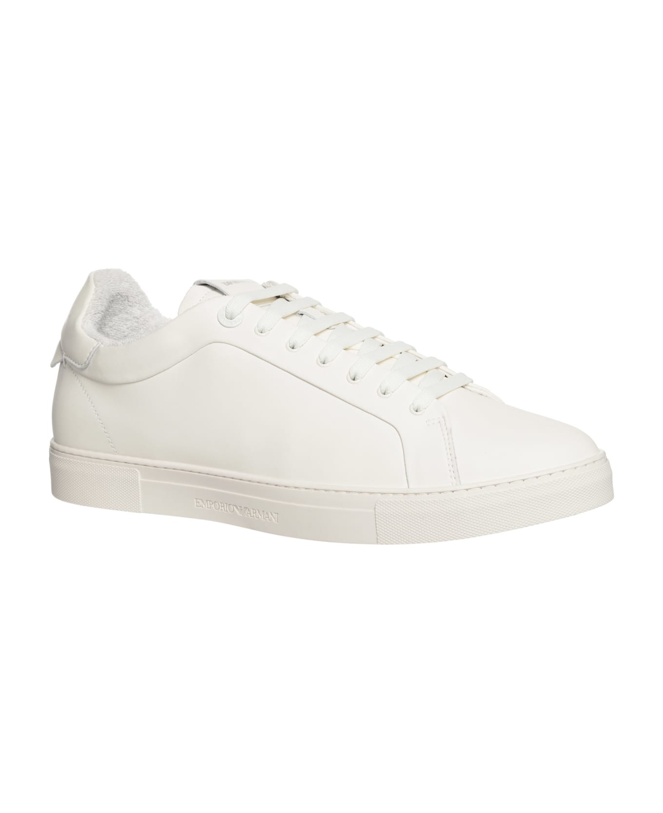 Emporio Armani Leather Sneakers With Logo - White