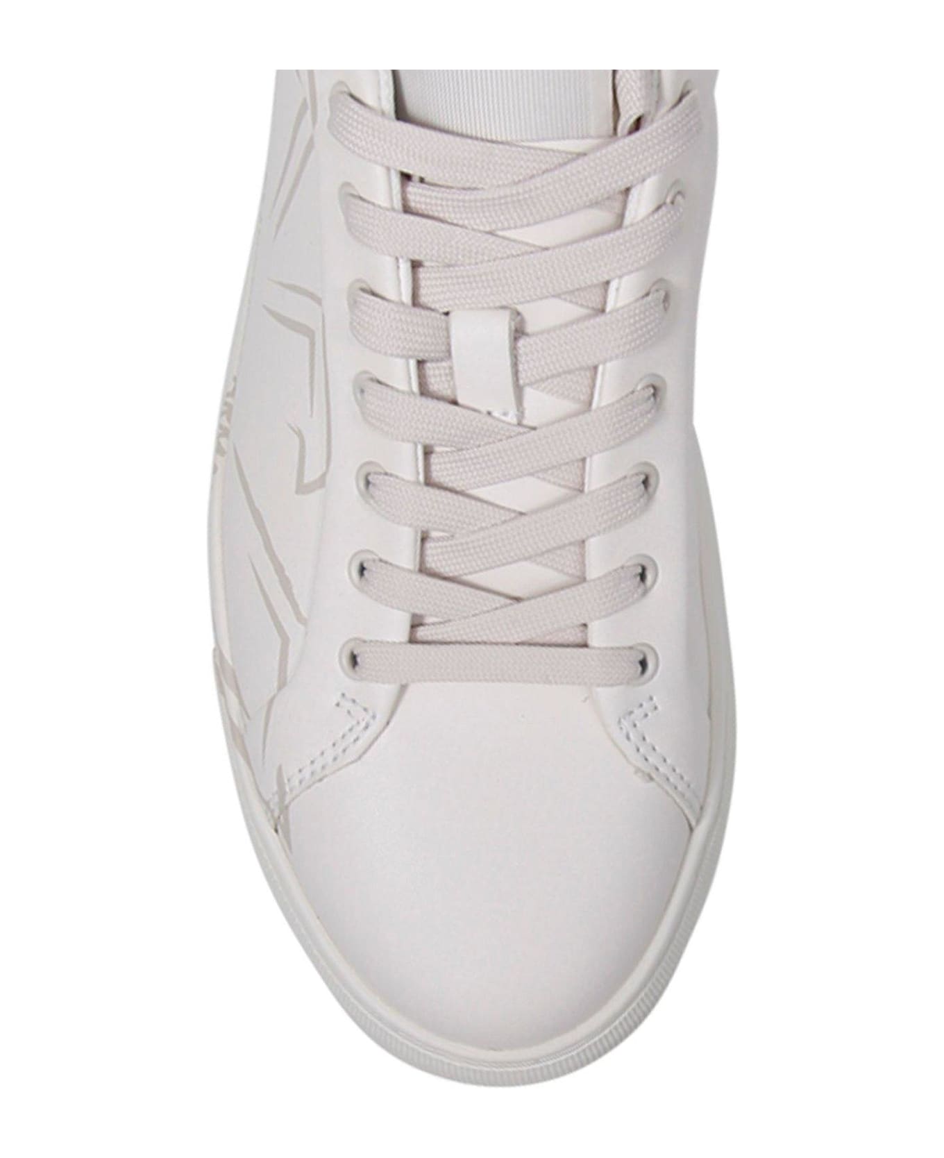 Emporio Armani Logo Printed Lace-up Sneakers - White