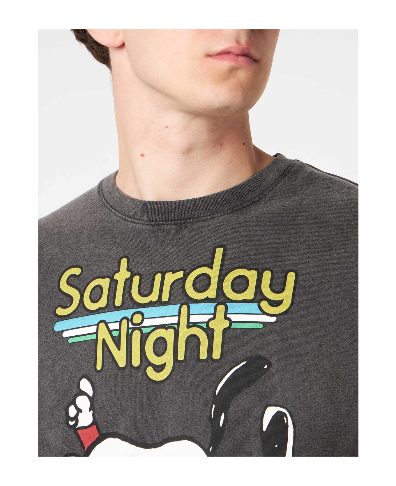 MC2 Saint Barth Man Cotton T-shirt With Snoopy Dancer Print | Peanuts® Special Edition - BLACK