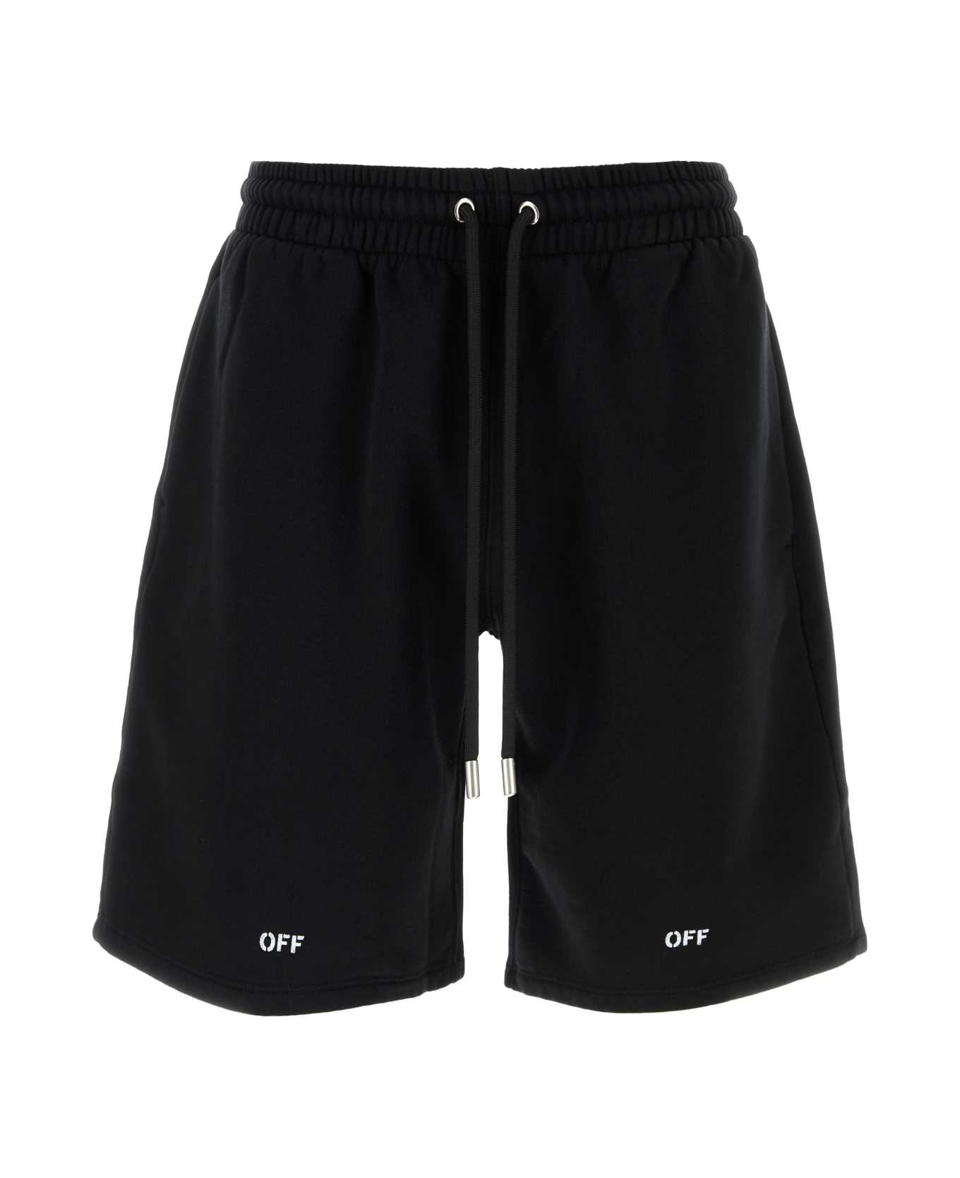 Off-White Black Cotton Bermuda Shorts - BLACKWHITE