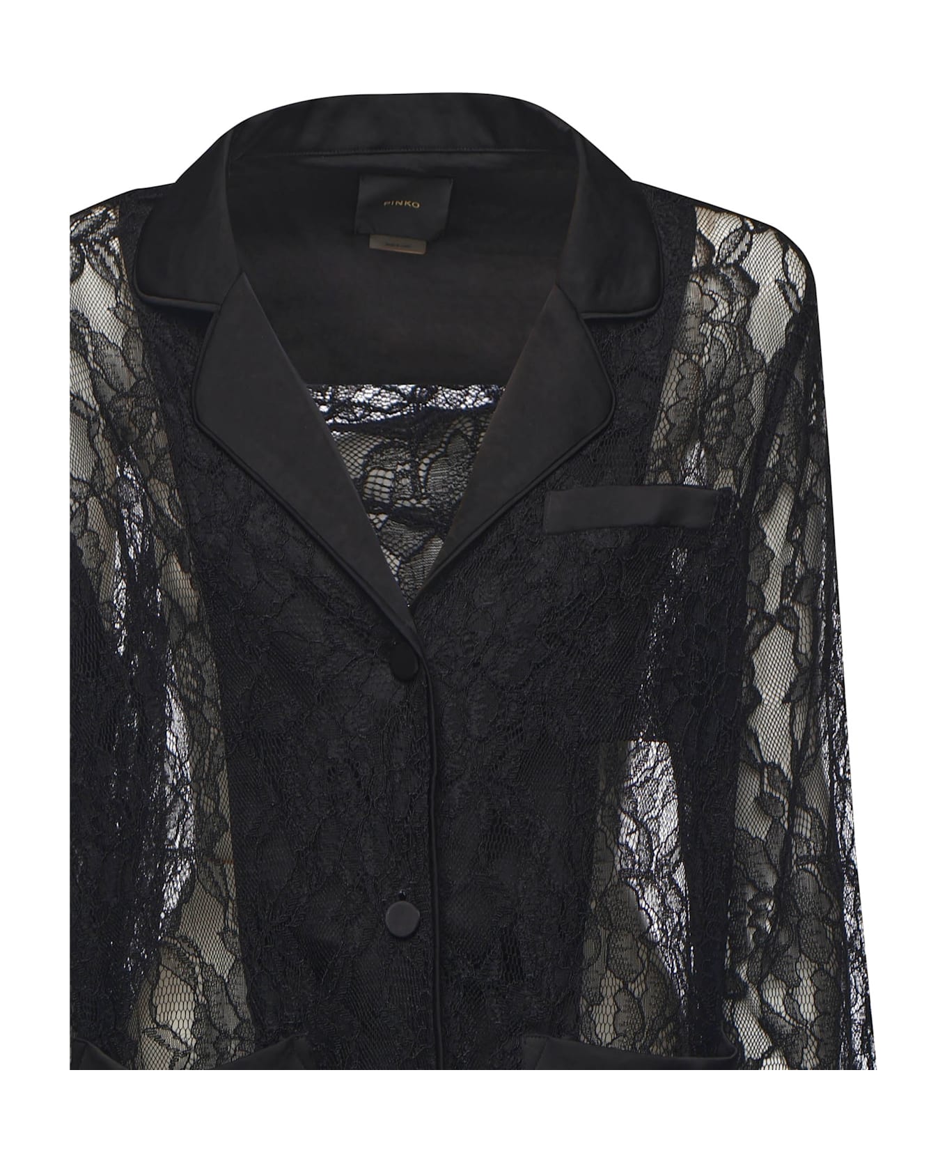 Pinko Lace And Satin Jacket - NERO LIMOUSINE