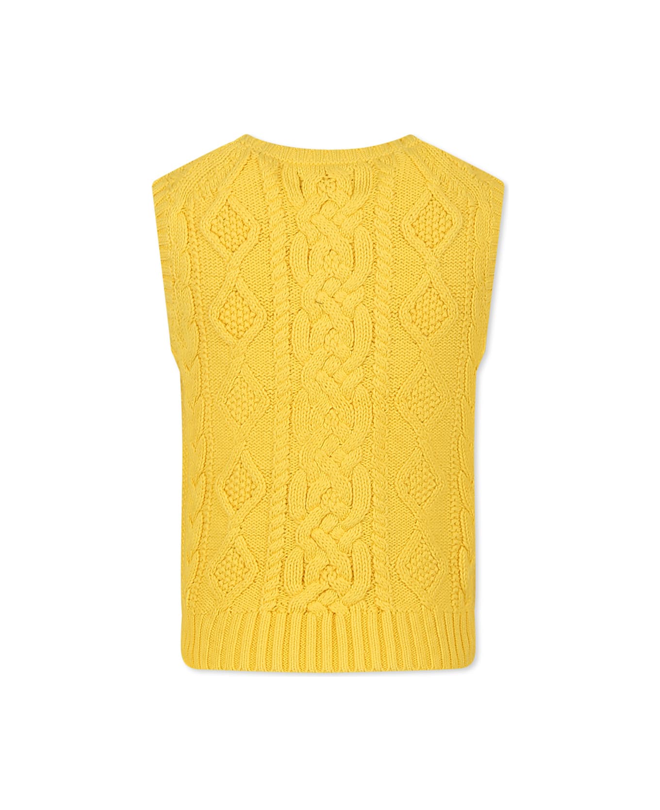 Ralph Lauren Yellow Vest For Girl With Horse - Yellow