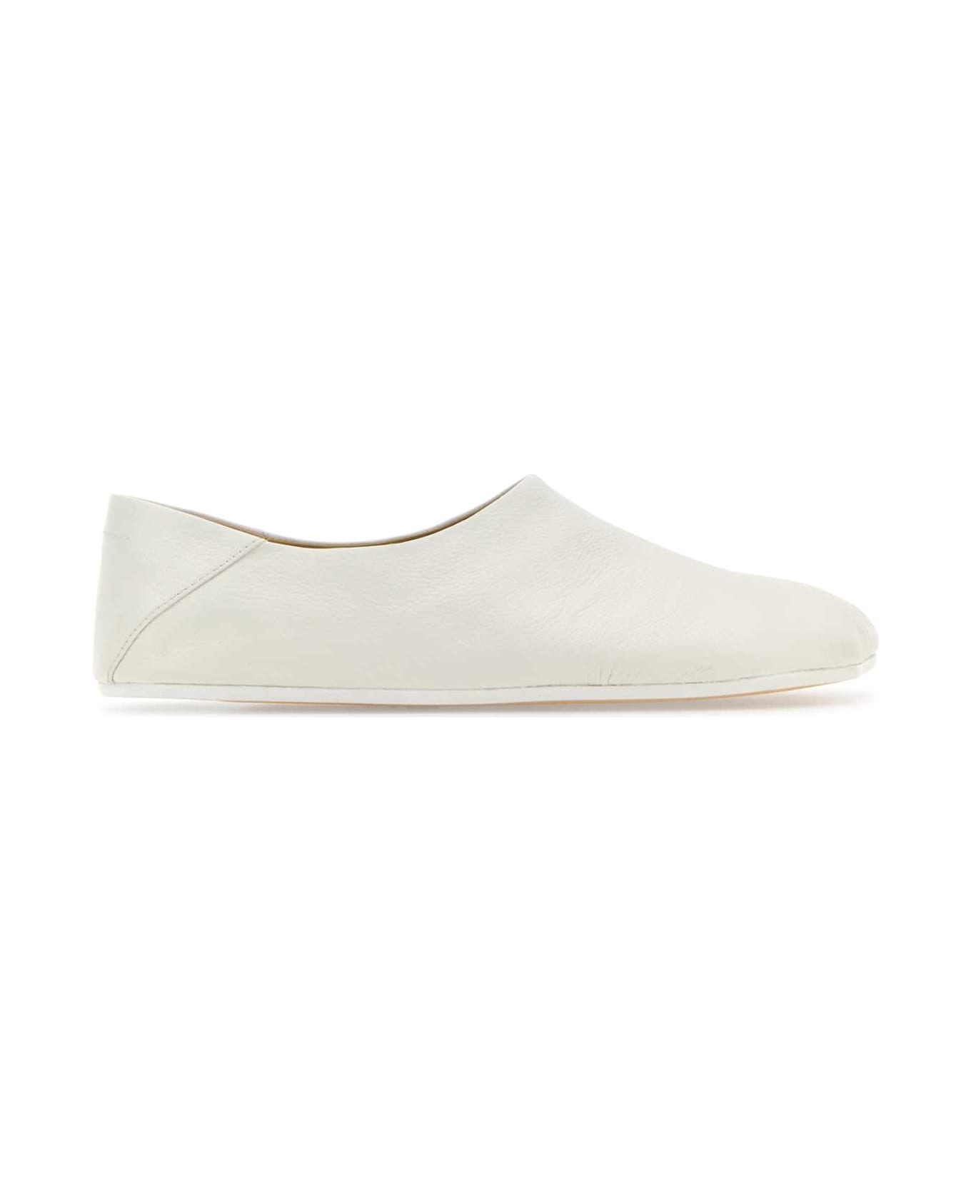 MM6 Maison Margiela White Leather Loafers - WHISPERWHITE