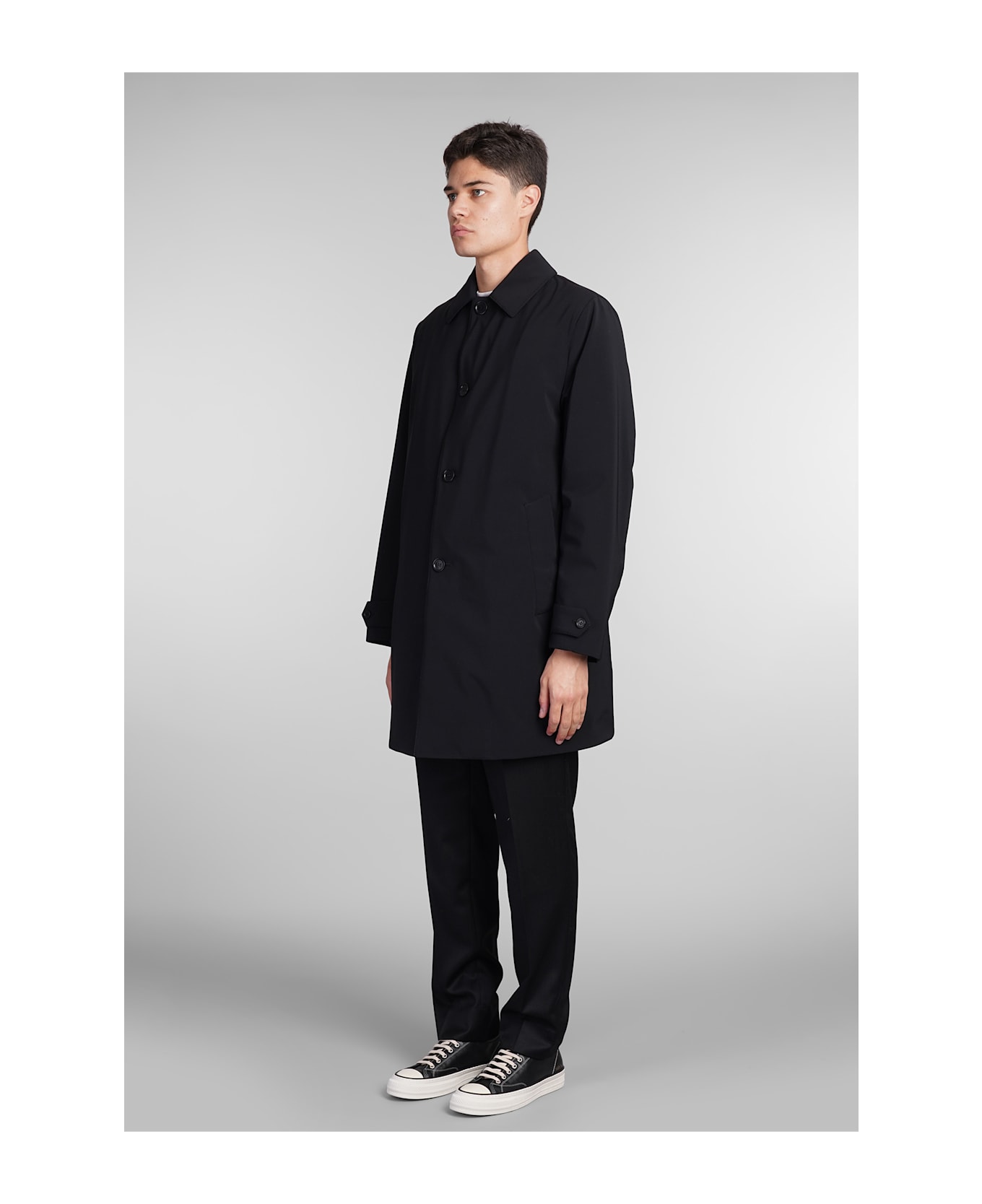 Aspesi Perfetto Coat In Black Polyester - Black