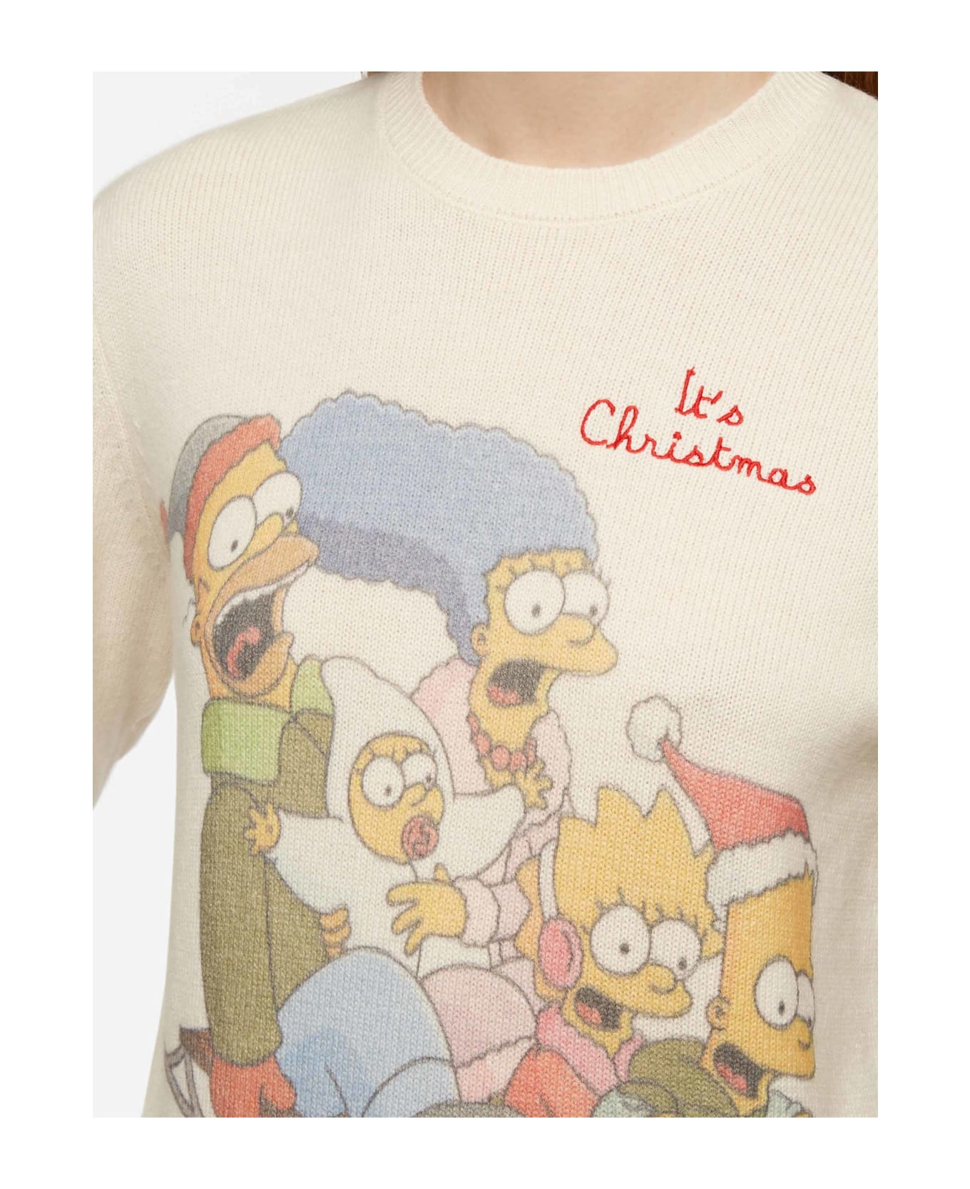MC2 Saint Barth Woman White Sweater New Queen With Simpson Family Print | Simpson Family Special Edition - WHITE